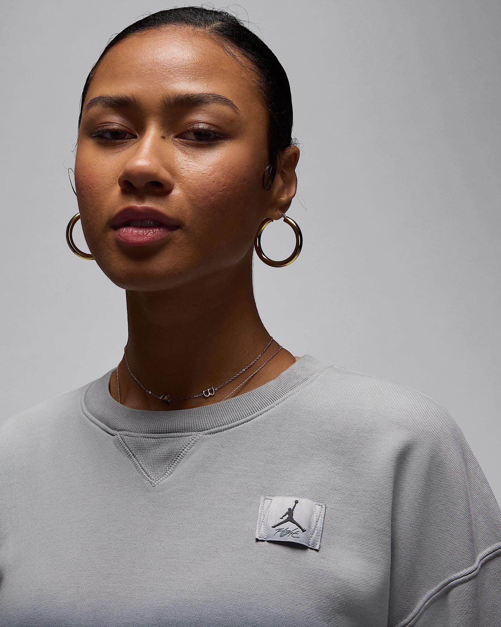 Jordan Women's Flight Fleece French Terry Crew-Neck Sweatshirt -Grey - GREY Thumbnail View 3