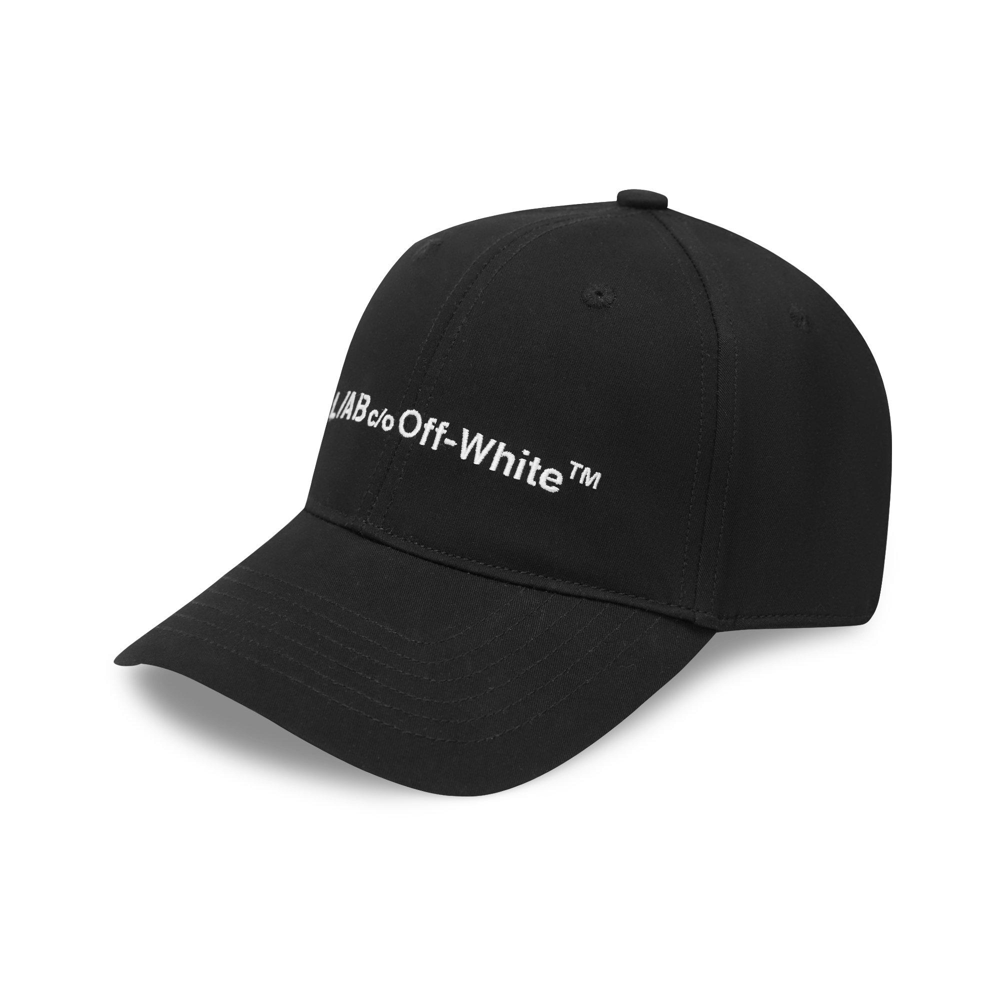 L/AB c/o Off-White Horizontal Embroidered Curved Brim Twill Hat - Black - BLACK