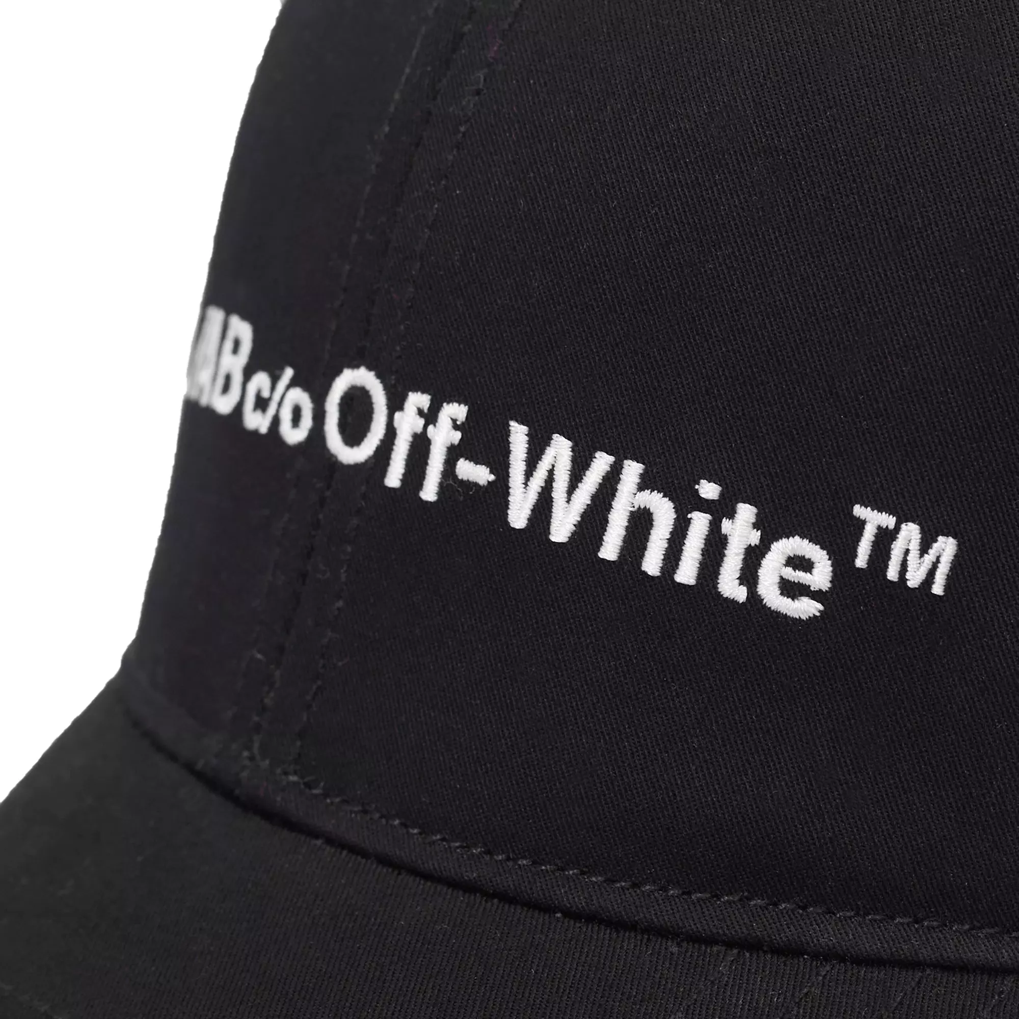 L/AB c/o Off-White Horizontal Embroidered Curved Brim Twill Hat - Black - BLACK