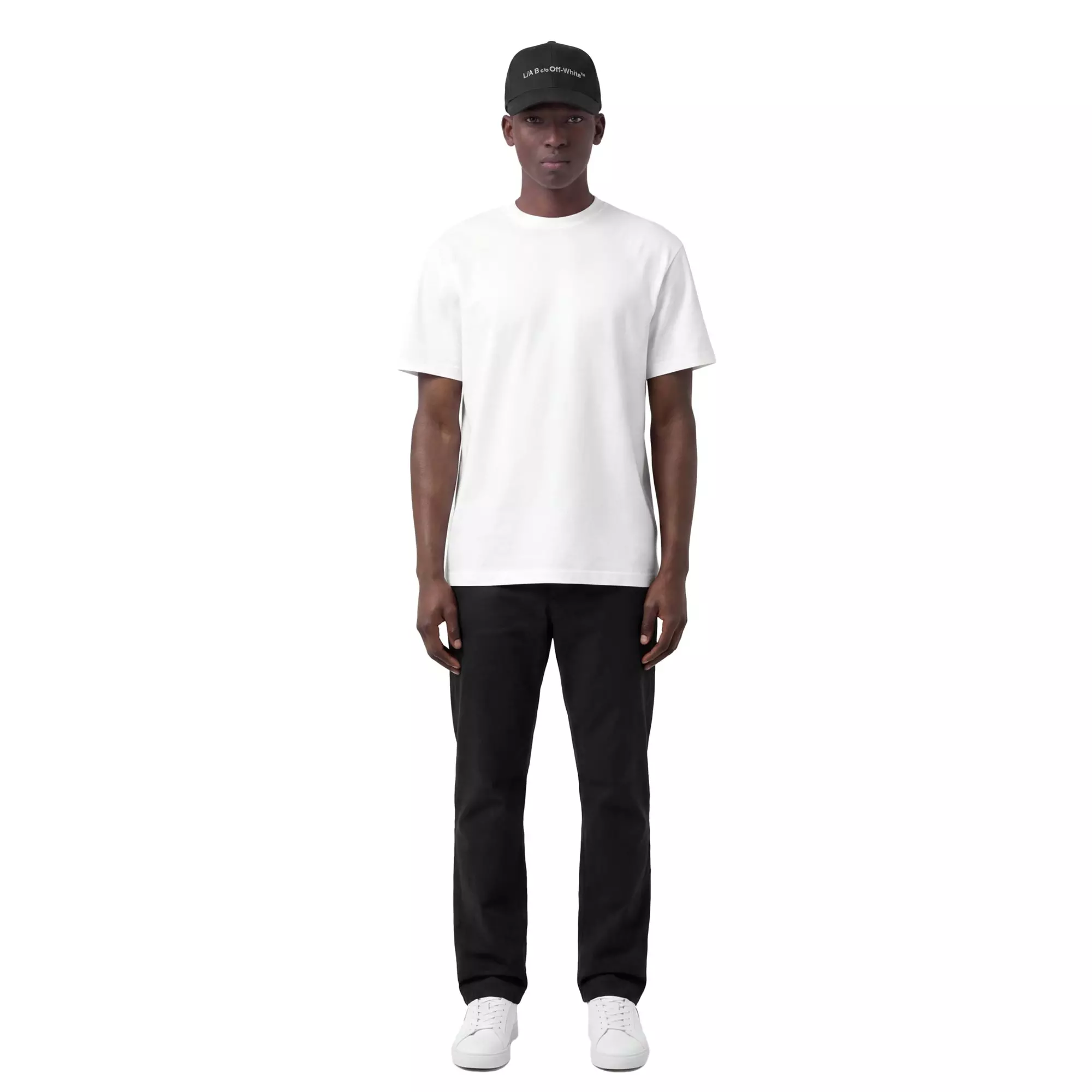 L/AB c/o Off-White Horizontal Embroidered Curved Brim Twill Hat - Black - BLACK