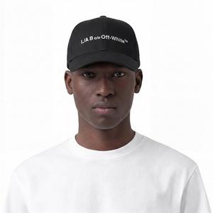 L/AB c/o Off-White Horizontal Embroidered Curved Brim Twill Hat - Black - BLACK