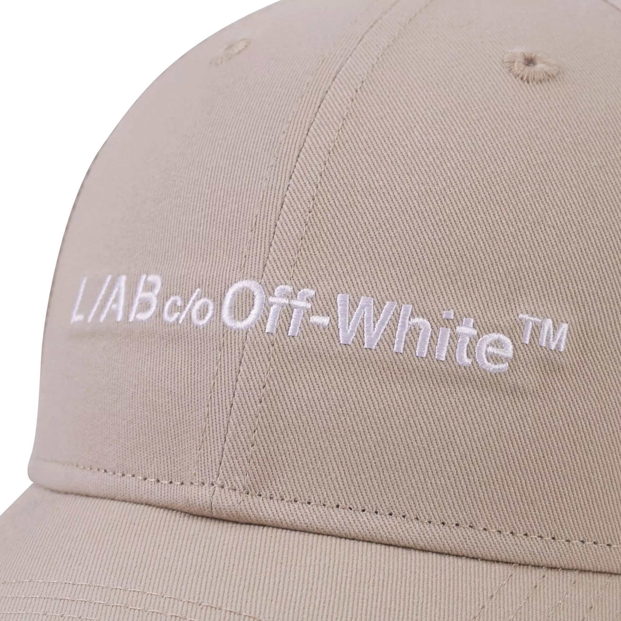 L/AB c/o Off-White Horizontal Embroidered Curved Brim Twill Hat - Cream - CREAM