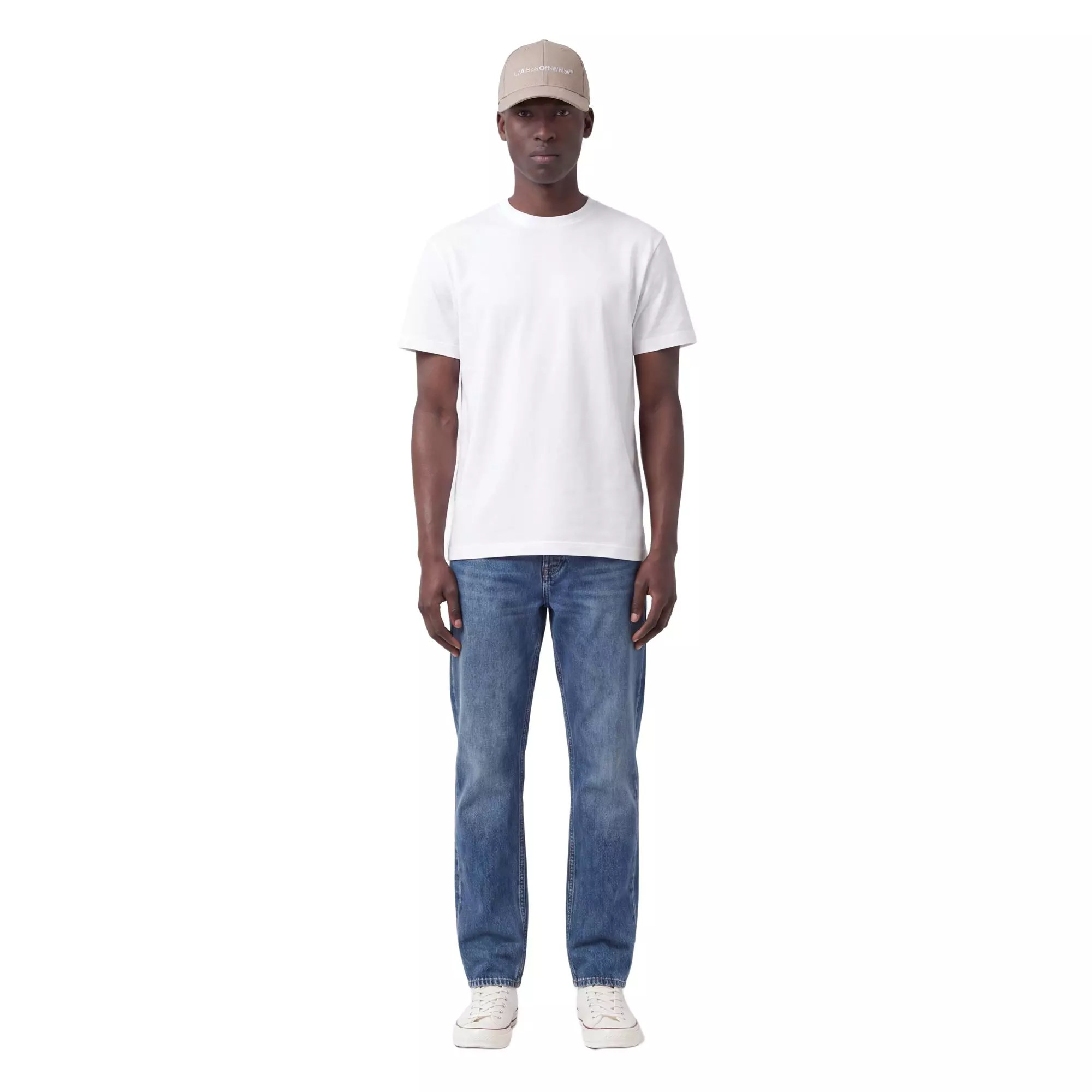 L/AB c/o Off-White Horizontal Embroidered Curved Brim Twill Hat - Cream - CREAM