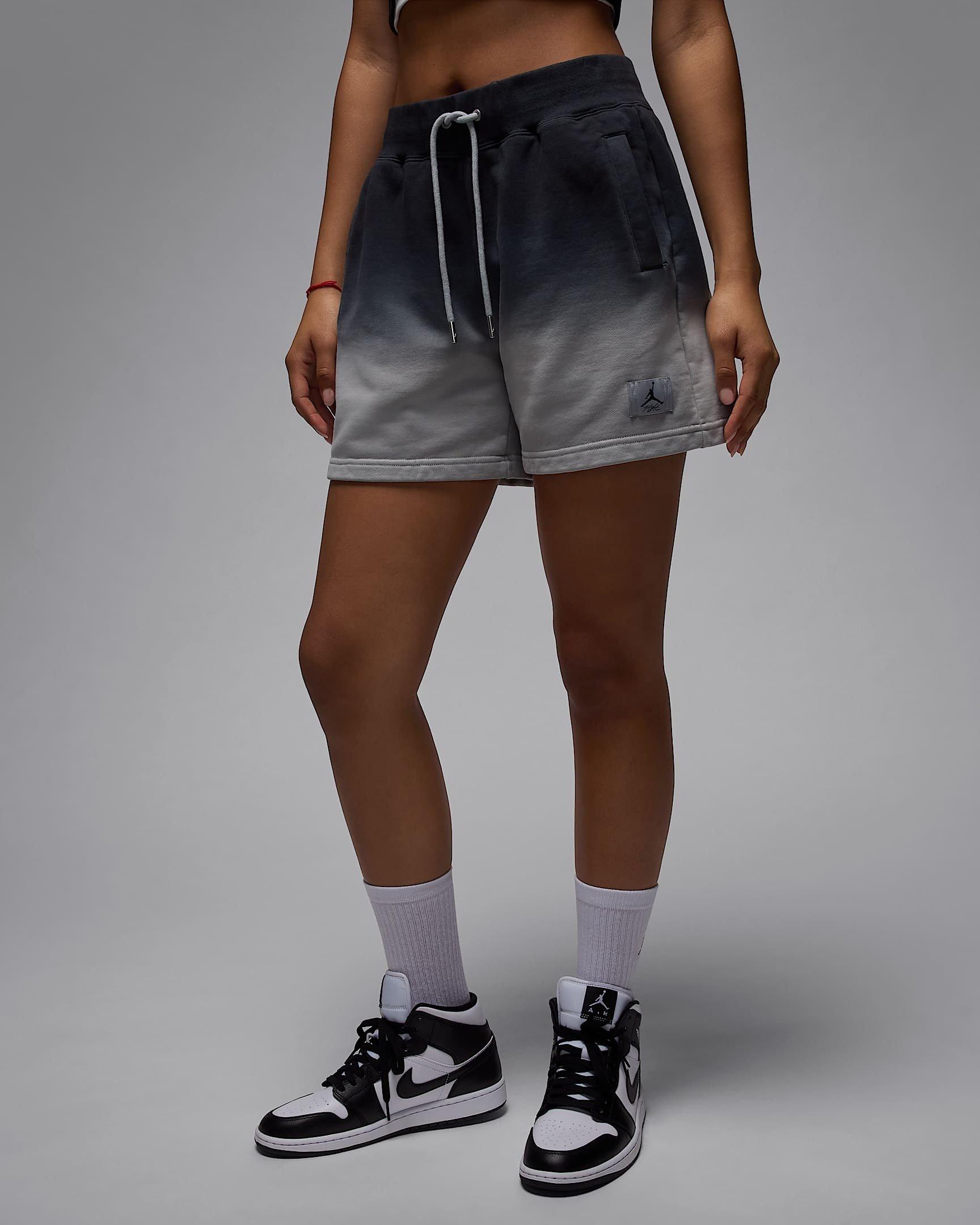 Jordan Women's Flight Fleece French Terry Dip Shorts -Grey - GREY Thumbnail View 3