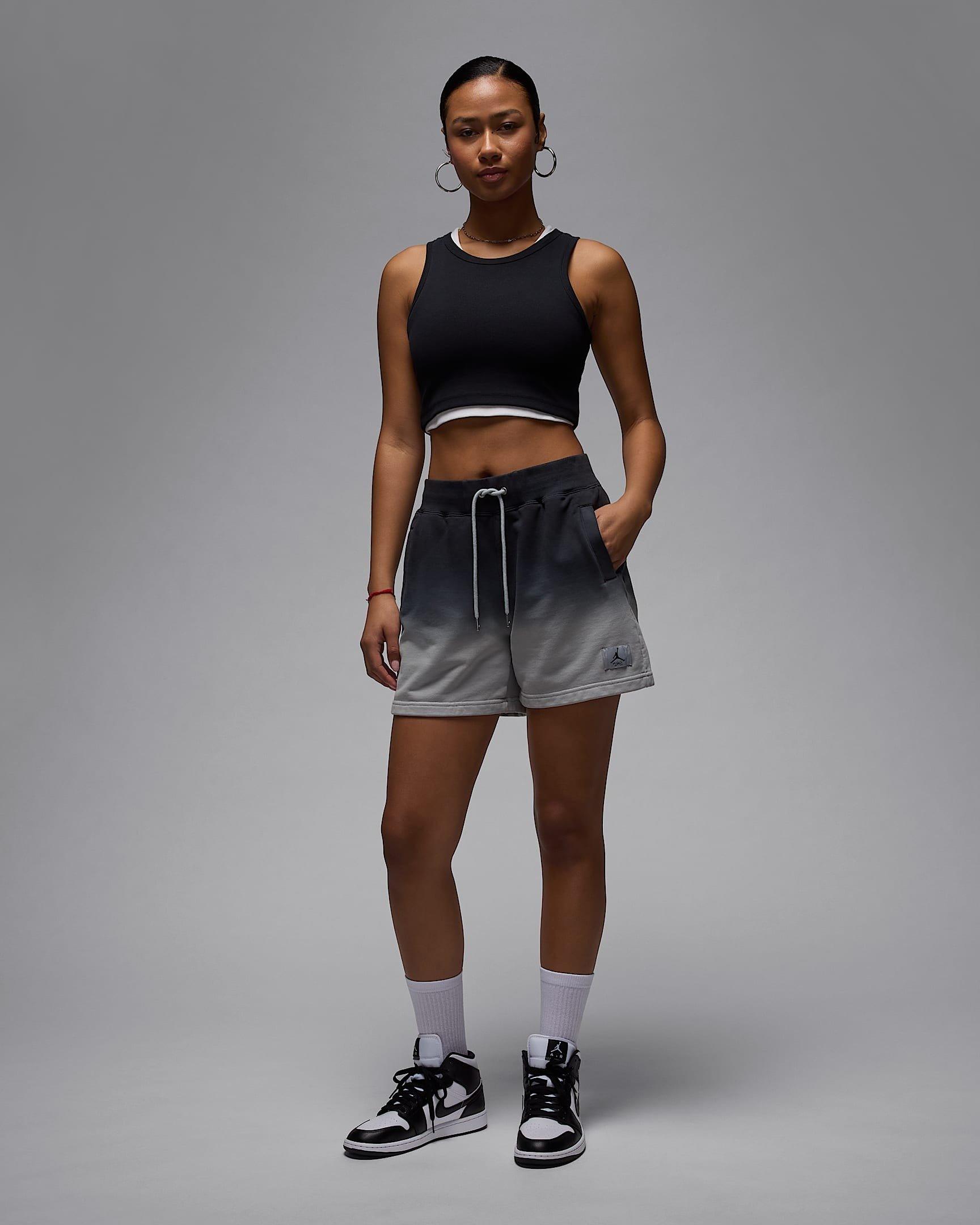 Jordan Women's Flight Fleece French Terry Dip Shorts -Grey - GREY Thumbnail View 6