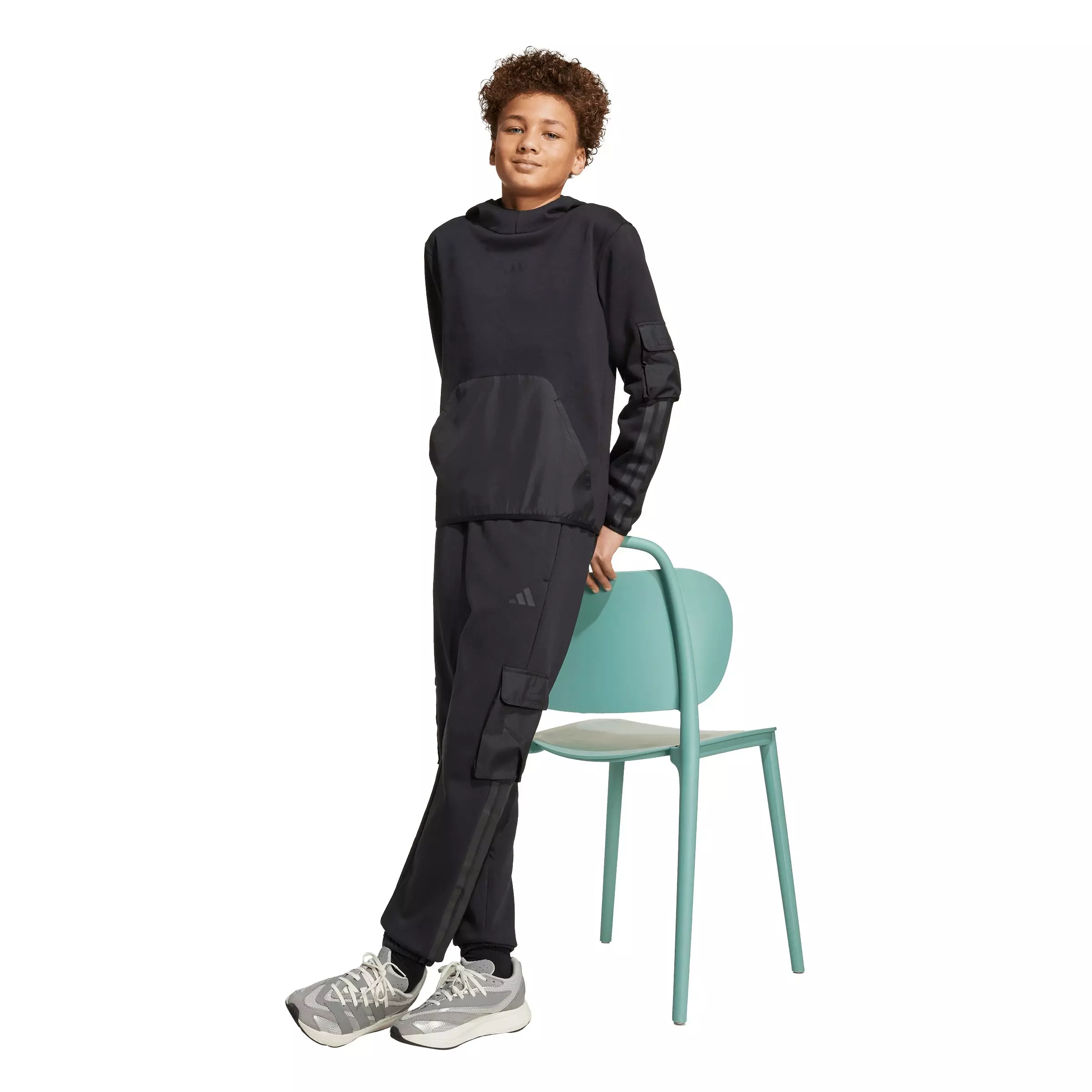 adidas Big Boys' Utility Pack Fleece Cargo Joggers - Black - BLACK