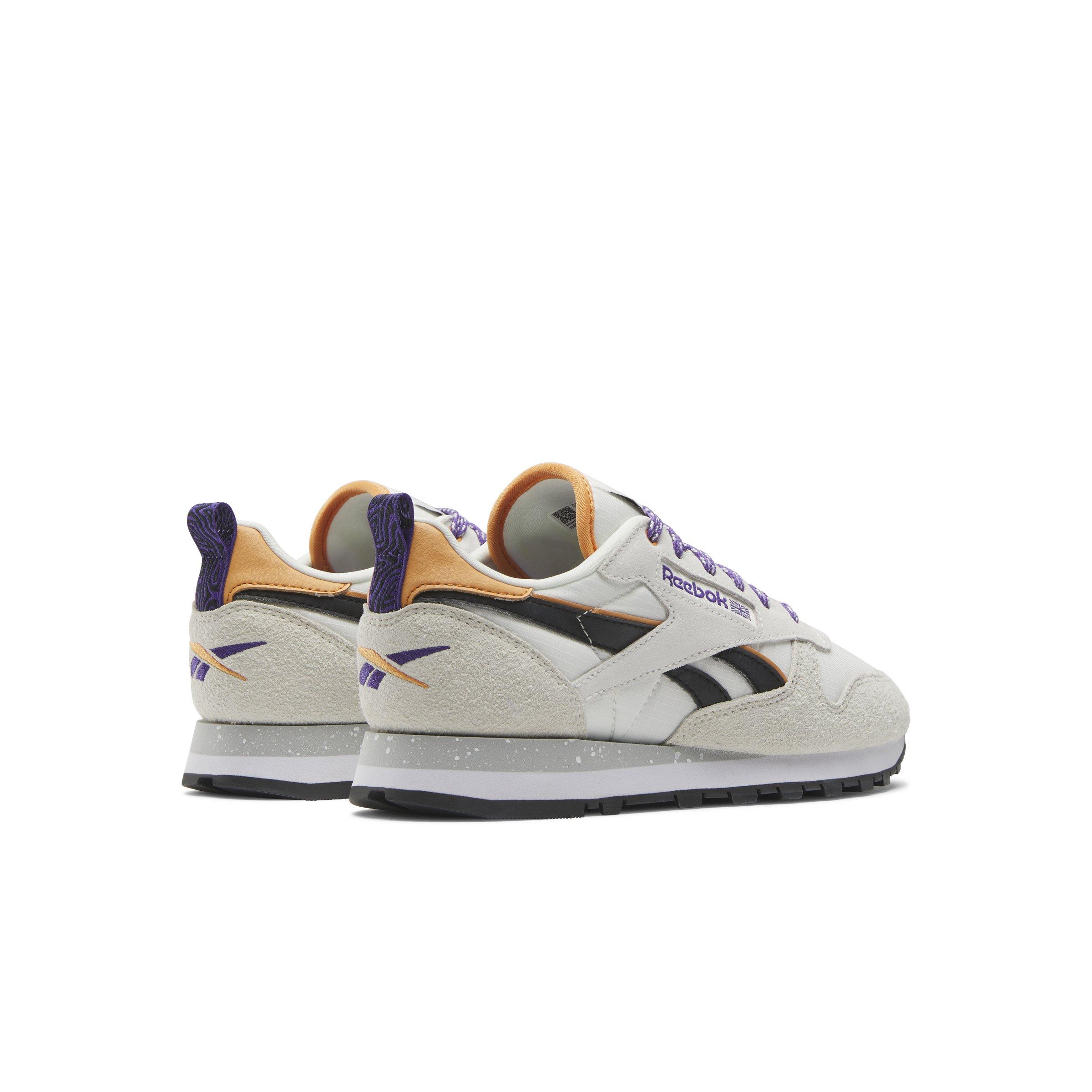 Reebok Classic Leather "Chalk/Alabaster/Dynamic Purple" Women's Shoe - CHALK/ALABASTER/PURPLE Thumbnail View 3