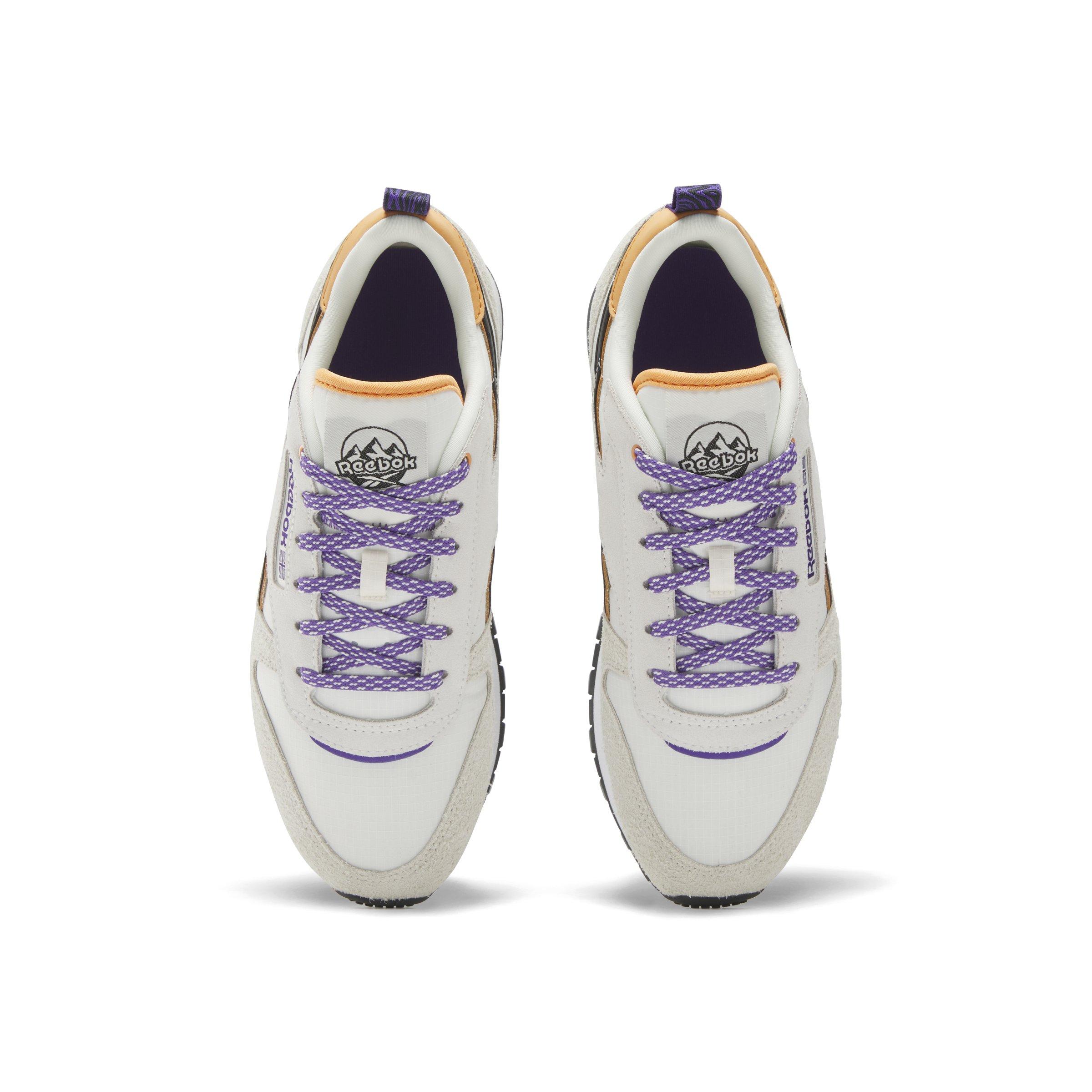 Reebok Classic Leather "Chalk/Alabaster/Dynamic Purple" Women's Shoe - CHALK/ALABASTER/PURPLE Thumbnail View 4