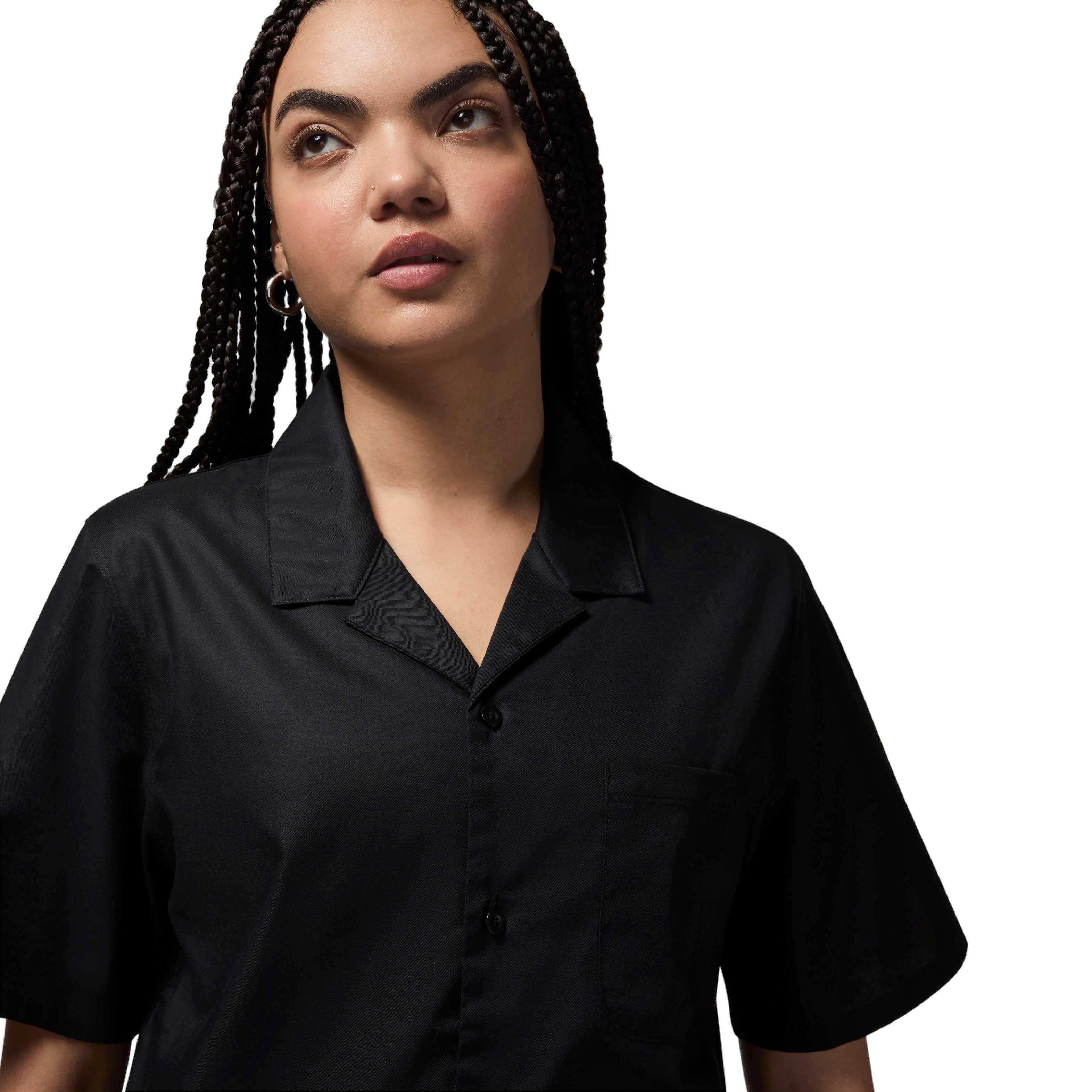 Jordan Women's Short-Sleeve Woven Rose Top - BLACK Thumbnail View 3