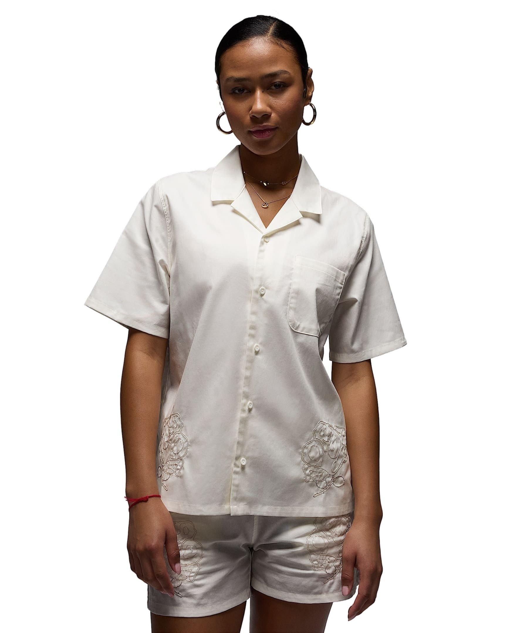 Jordan Women's Short-Sleeve Woven Rose Top - WHITE Thumbnail View 1