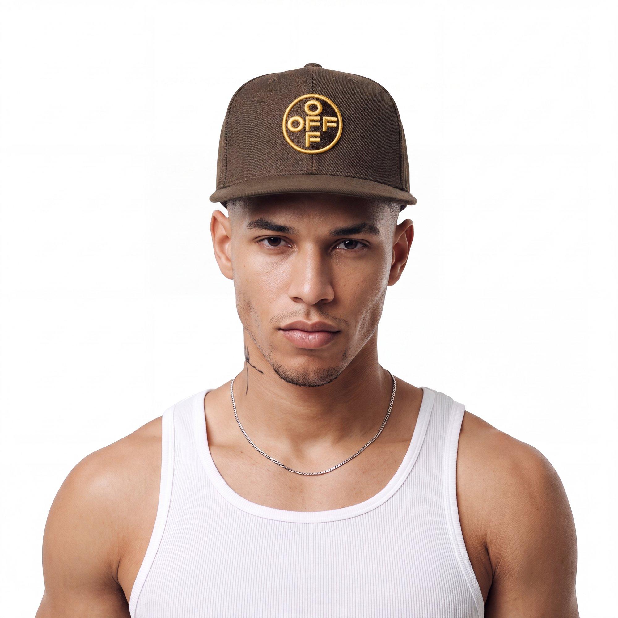 L/AB c/o Off-White Off Embroidered Flat Brim Twill Hat - Brown - BROWN