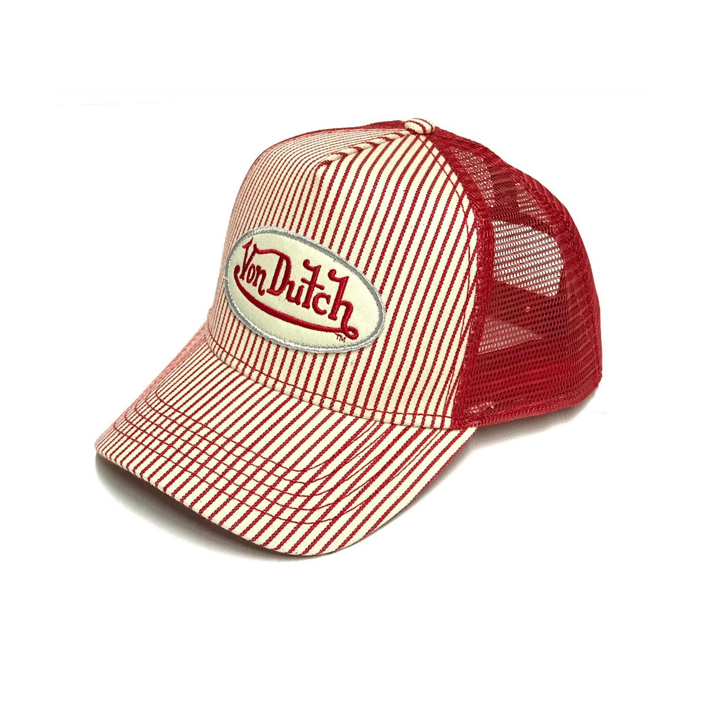 Red Stripe Von Dutch Originals Kustommade Trucker Mesh Snapback Hat Cap 