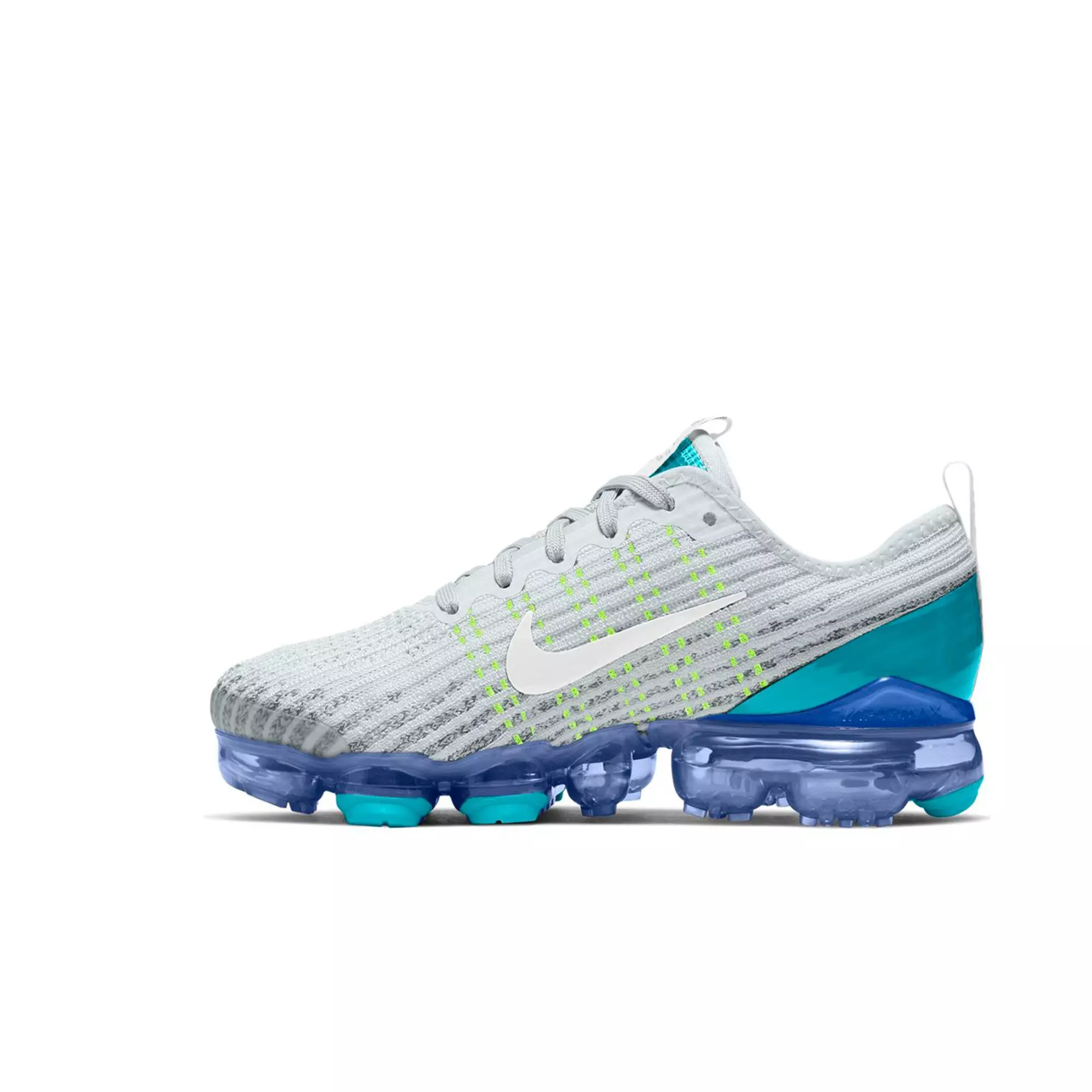 Nike Air Vapormax Flyknit 3 "Pure Platinum/White/Oracle Aqua" Grade School Kid's Shoe - GREY