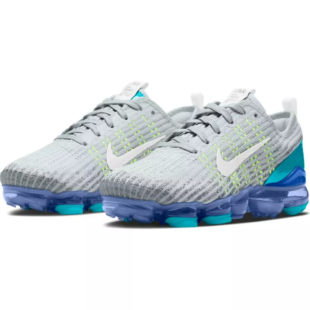 Nike Air Vapormax Flyknit 3 "Pure Platinum/White/Oracle Aqua" Grade School Kid's Shoe - GREY