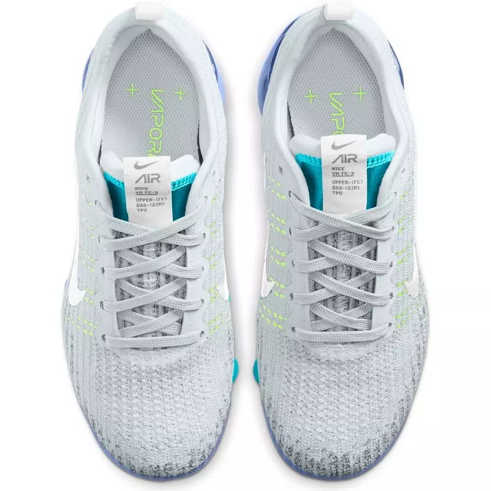 Nike Air Vapormax Flyknit 3 "Pure Platinum/White/Oracle Aqua" Grade School Kid's Shoe - GREY