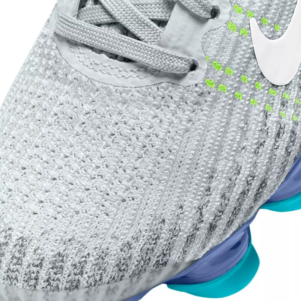 Nike Air Vapormax Flyknit 3 "Pure Platinum/White/Oracle Aqua" Grade School Kid's Shoe - GREY