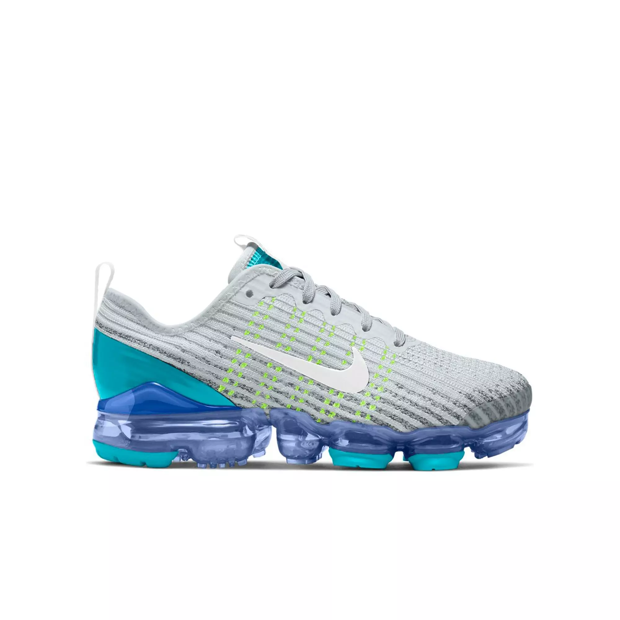 Nike Air Vapormax Flyknit 3 "Pure Platinum/White/Oracle Aqua" Grade School Kid's Shoe - GREY