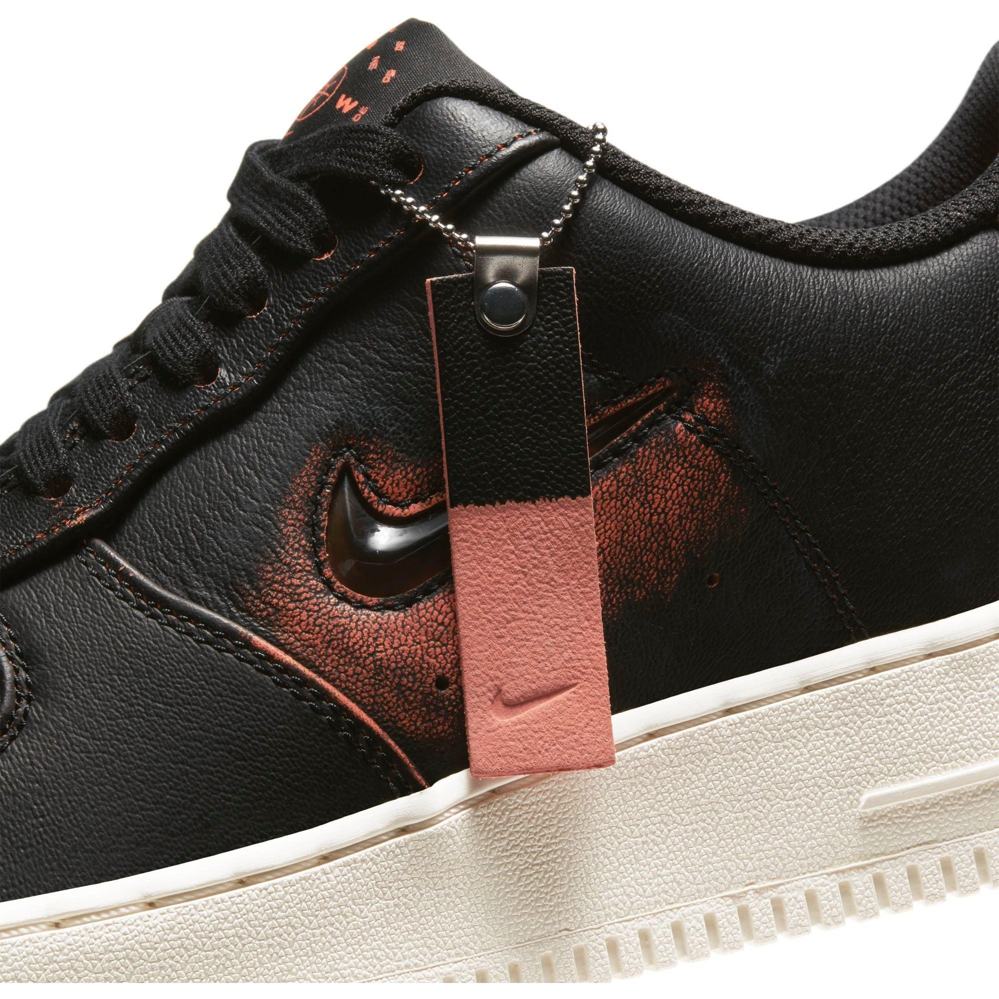 Nike Air Force 1 '07 Jewel Premium "Black/Safety Orange" Men's Shoe - BLACK Thumbnail View 3