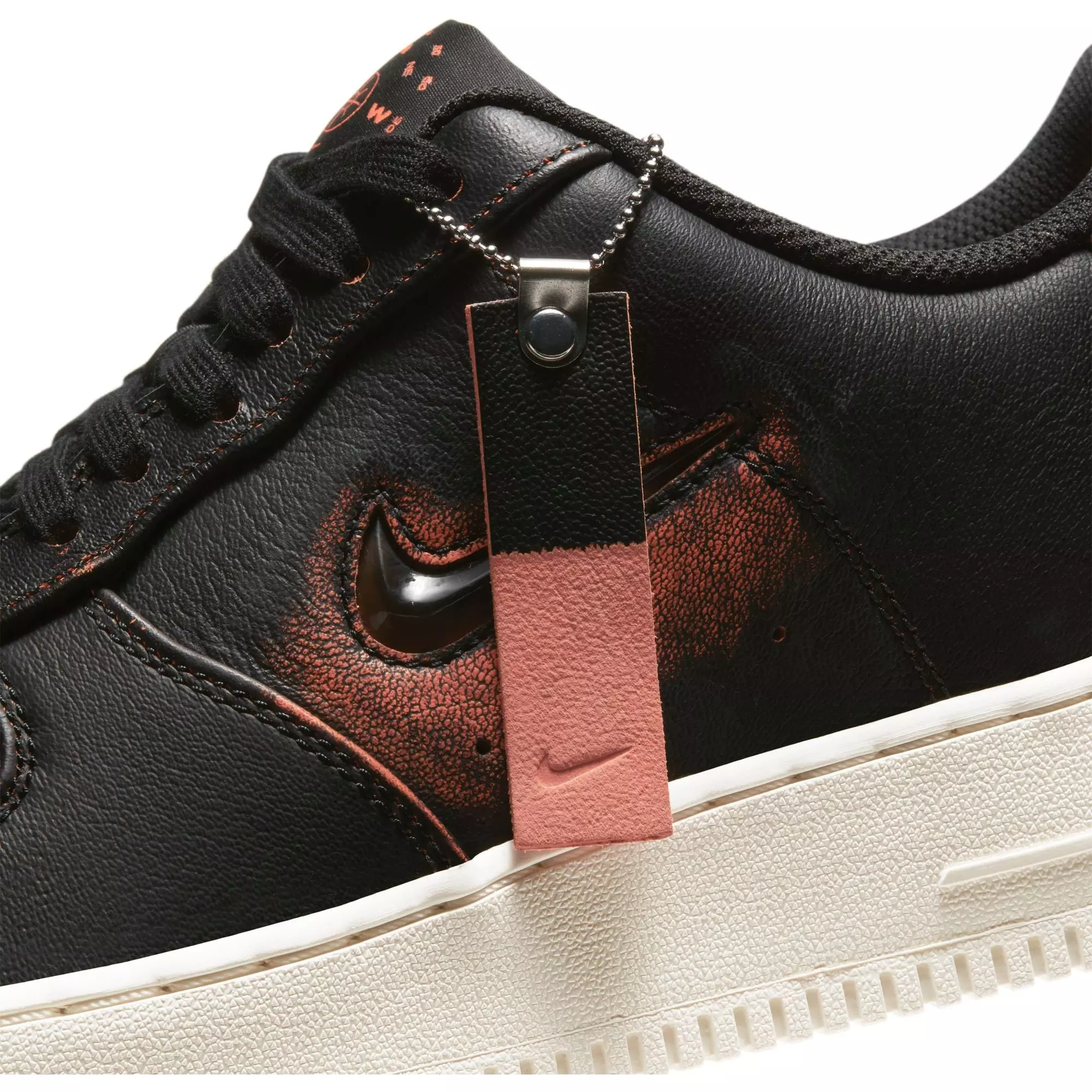 Nike Air Force 1 '07 Jewel Premium "Black/Safety Orange" Men's Shoe - BLACK