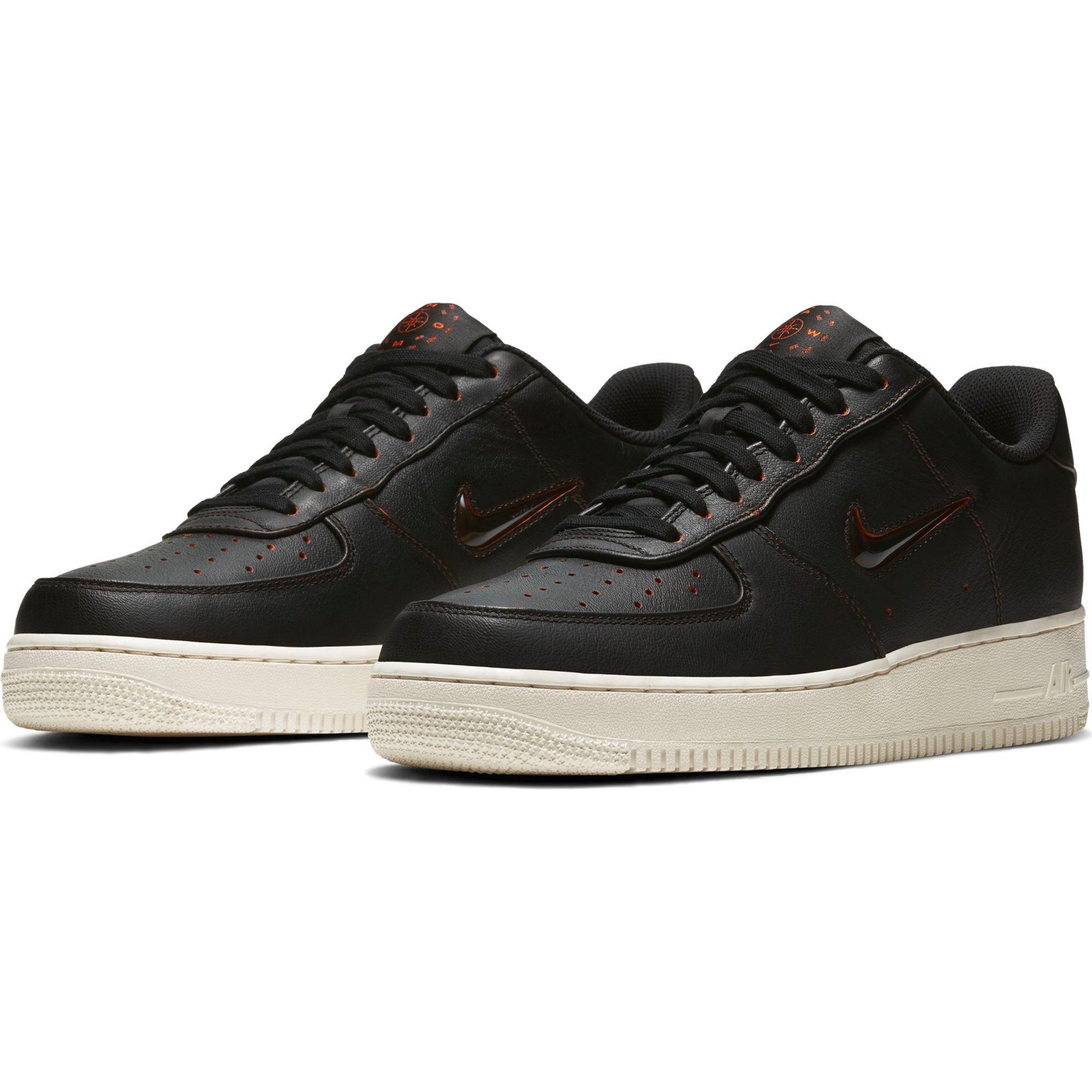Nike Air Force 1 '07 Jewel Premium "Black/Safety Orange" Men's Shoe - BLACK Thumbnail View 7