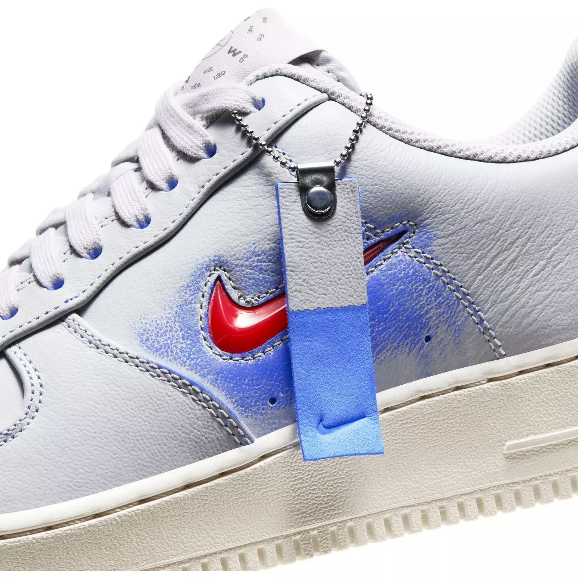 Nike Air Force 1 '07 Jewel Premium "Vast Grey/Challenge Red" Men's Shoe - BLACK