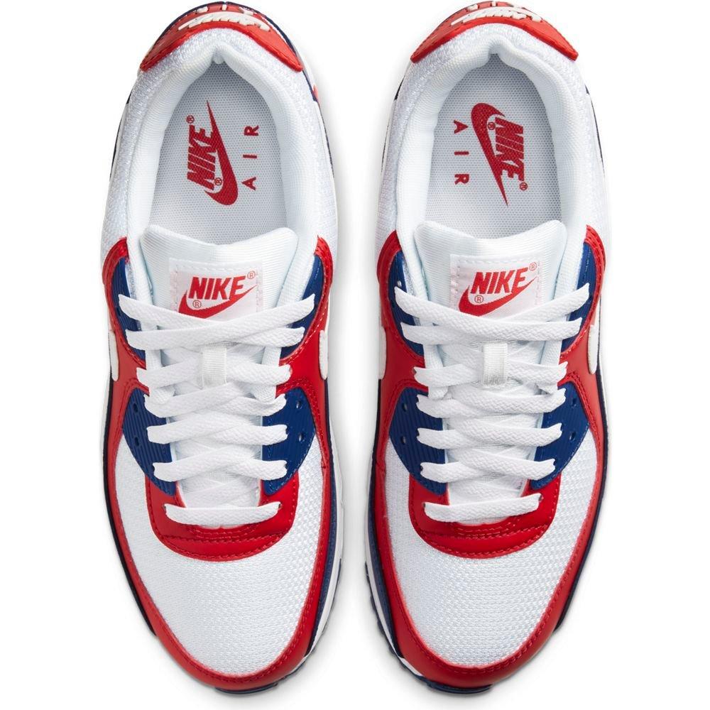 Nike Air Max 90 "White/Deep Royal/University Red" Men's Shoes - WHITE Thumbnail View 4