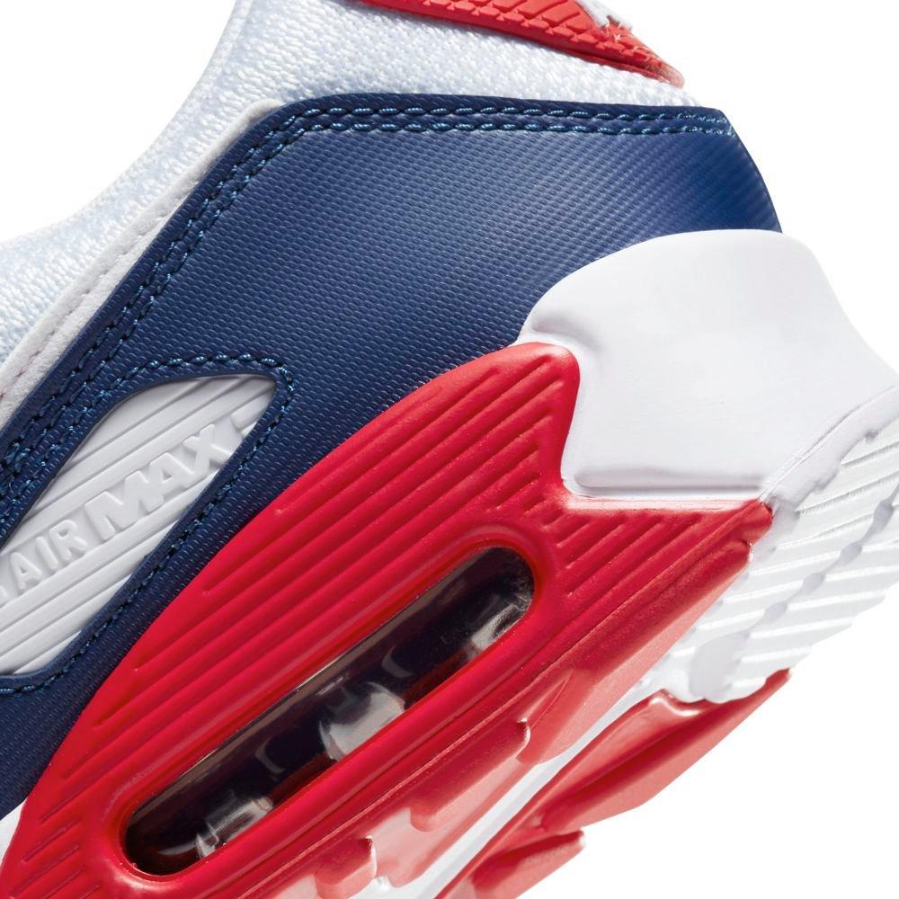 Nike Air Max 90 "White/Deep Royal/University Red" Men's Shoes - WHITE Thumbnail View 8