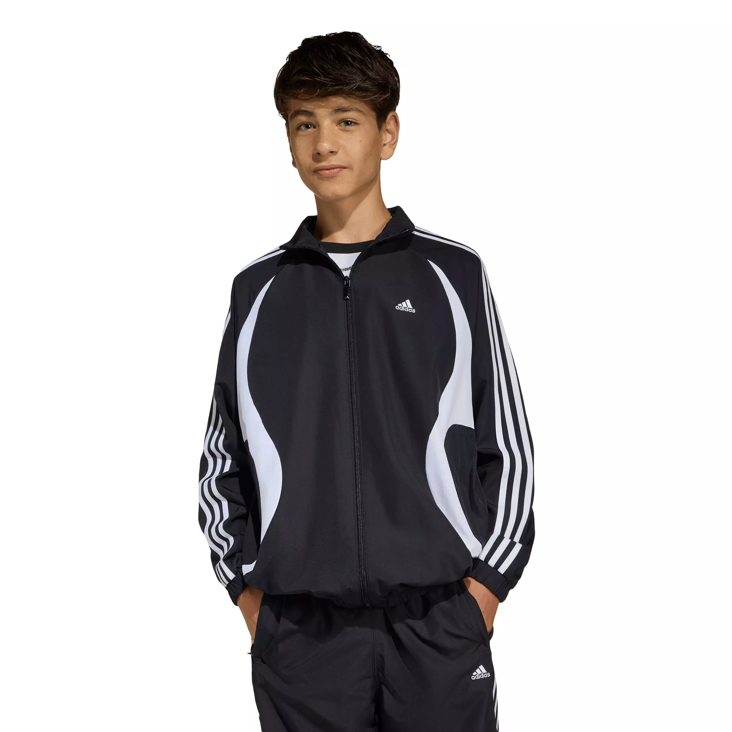 adidas Originals Big Kids' Teamgeist Loose Track Top - Black - BLACK