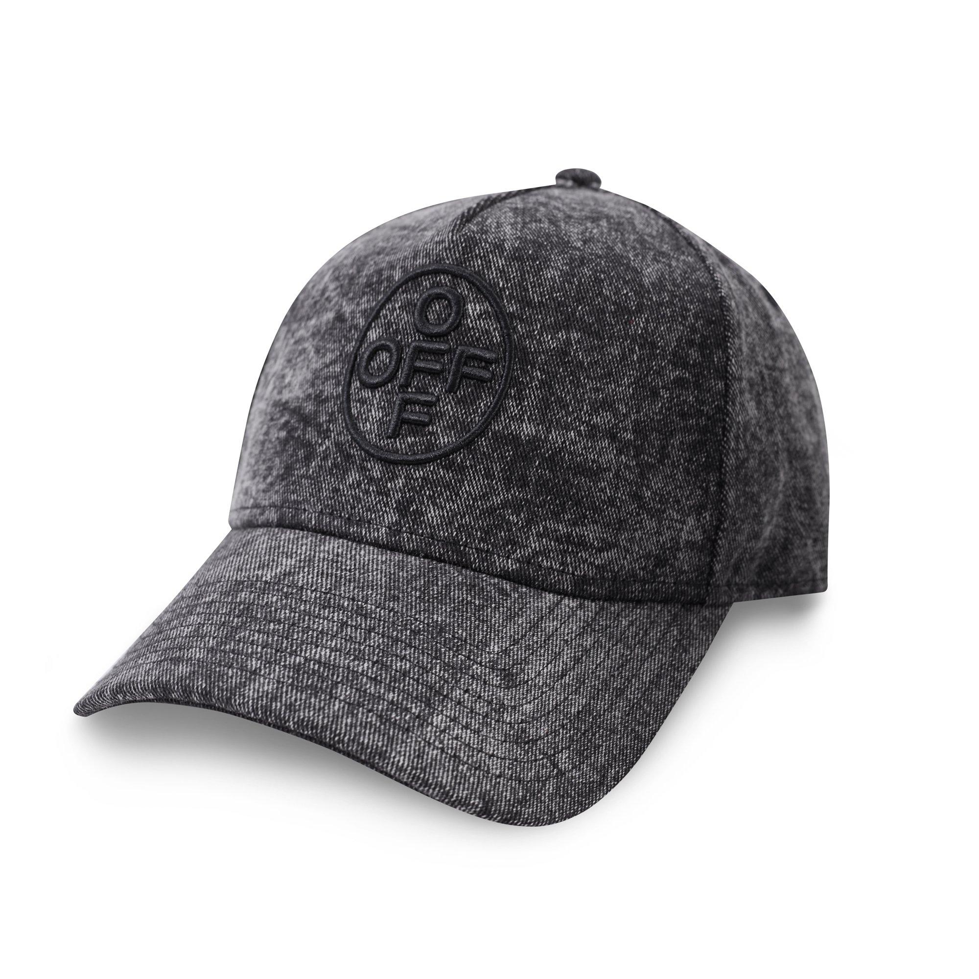 L/AB c/o Off-White Off Pinch Front Curved Brim Denim Hat - Black - BLACK