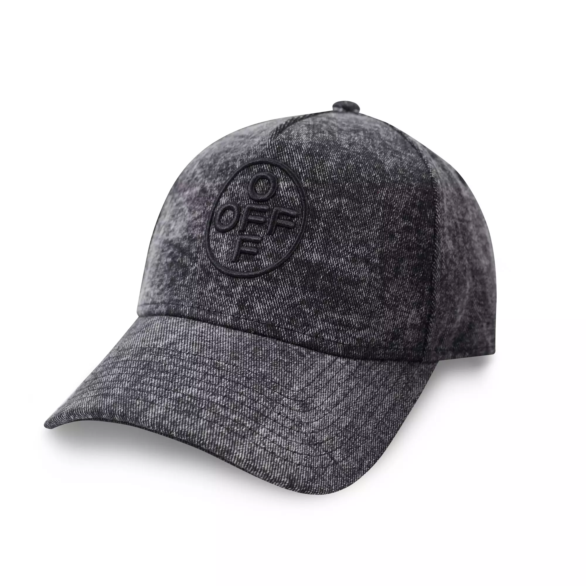 L/AB c/o Off-White Off Pinch Front Curved Brim Denim Hat - Black - BLACK