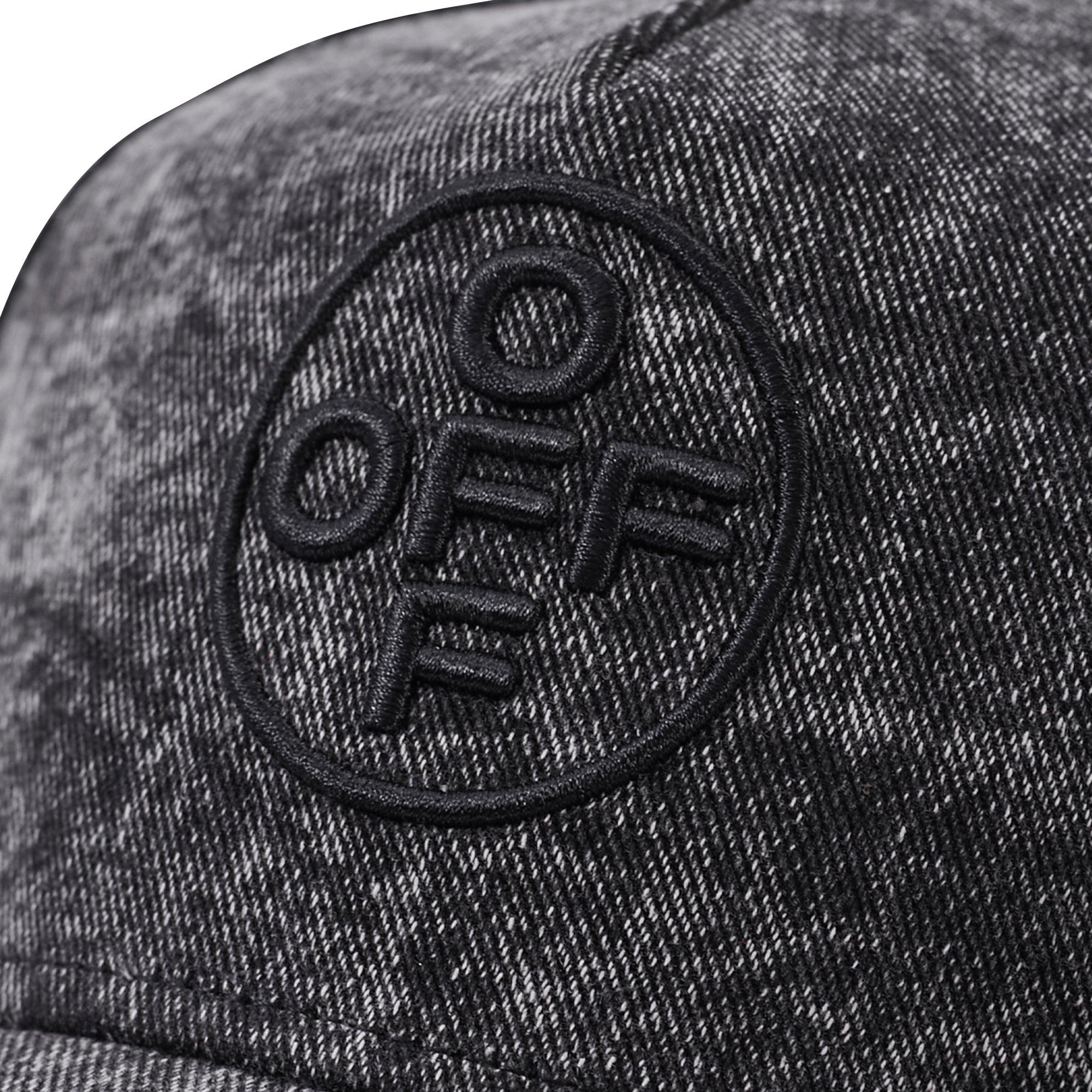 L/AB c/o Off-White Off Pinch Front Curved Brim Denim Hat - Black - BLACK
