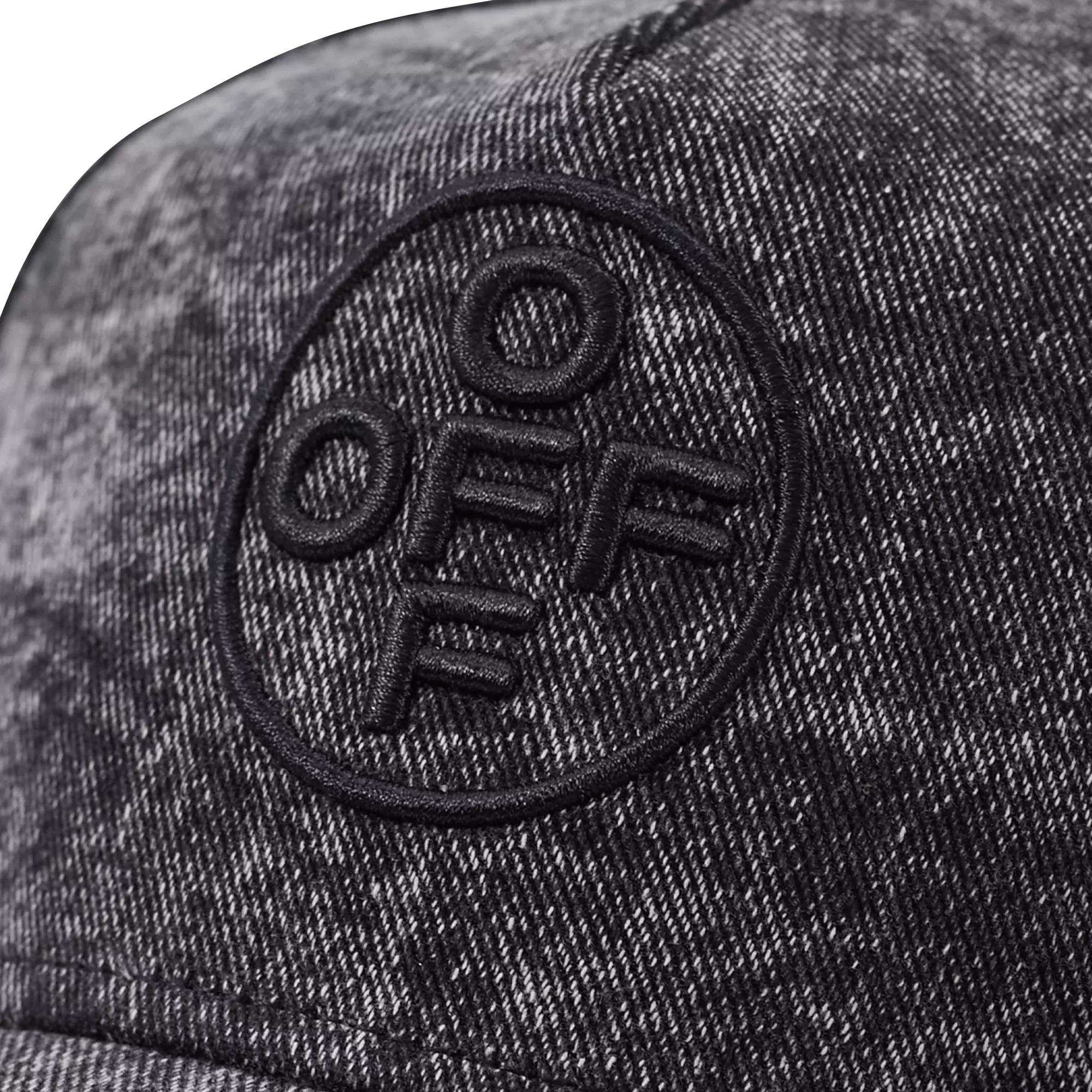 L/AB c/o Off-White Off Pinch Front Curved Brim Denim Hat - Black - BLACK