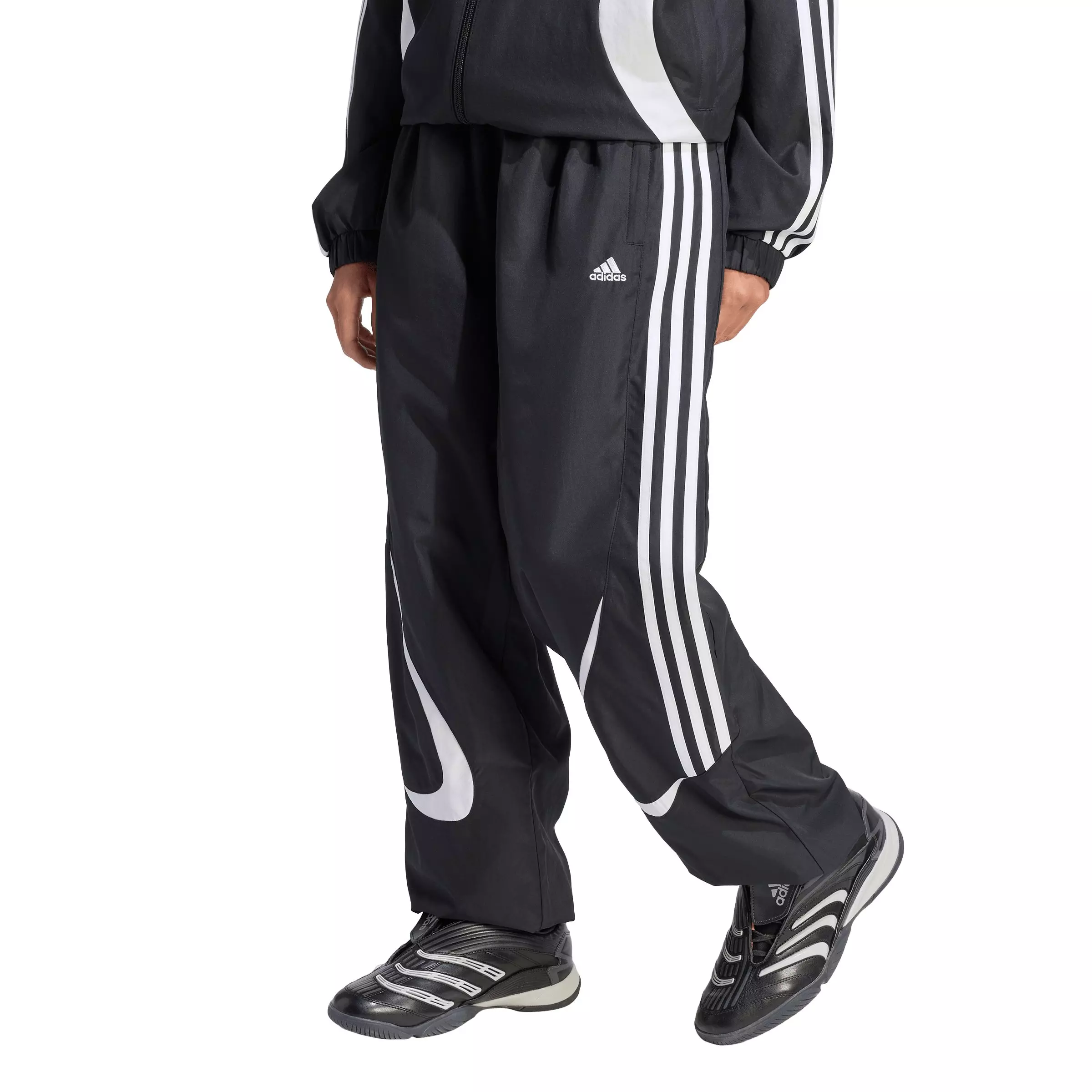 adidas Originals Big Kids' Teamgeist Loose Track Pants - Black - BLACK