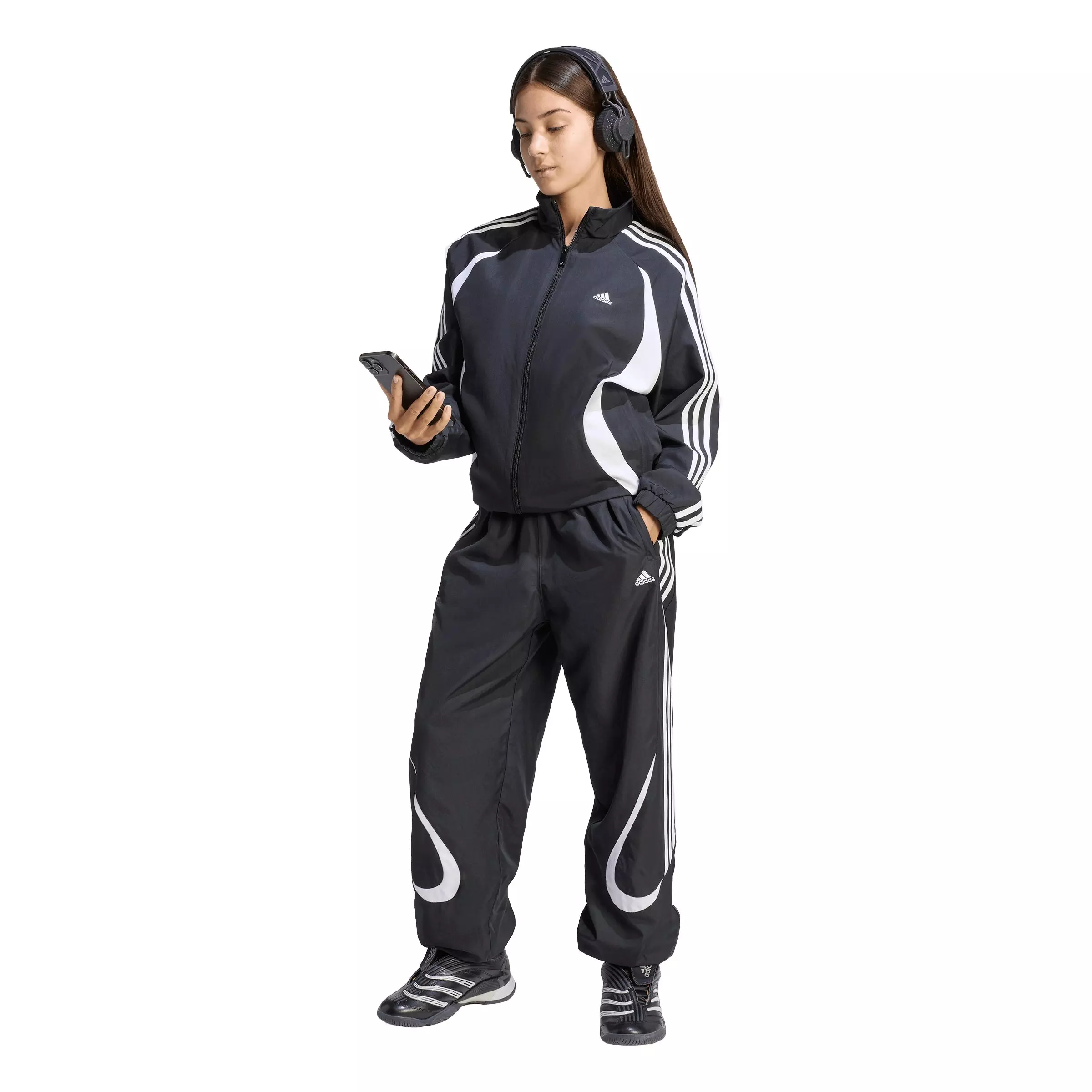 adidas Originals Big Kids' Teamgeist Loose Track Pants - Black - BLACK