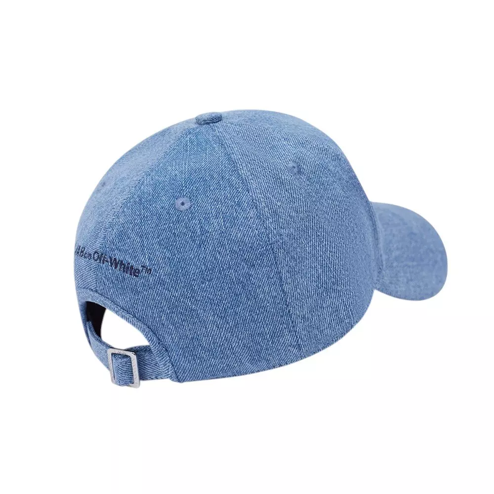 L/AB c/o Off-White Off Pinch Front Curved Brim Denim Hat - Blue - BLUE
