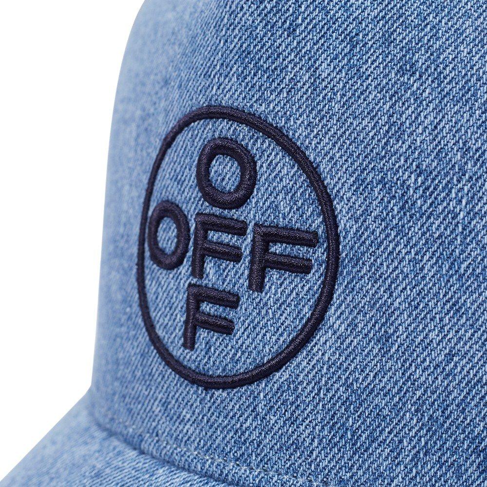 L/AB c/o Off-White Off Pinch Front Curved Brim Denim Hat - Blue - BLUE