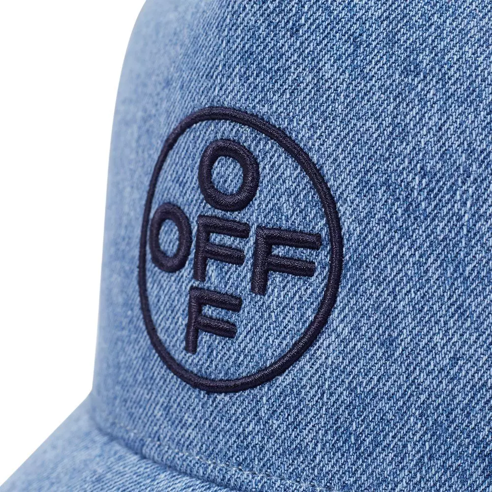 L/AB c/o Off-White Off Pinch Front Curved Brim Denim Hat - Blue - BLUE