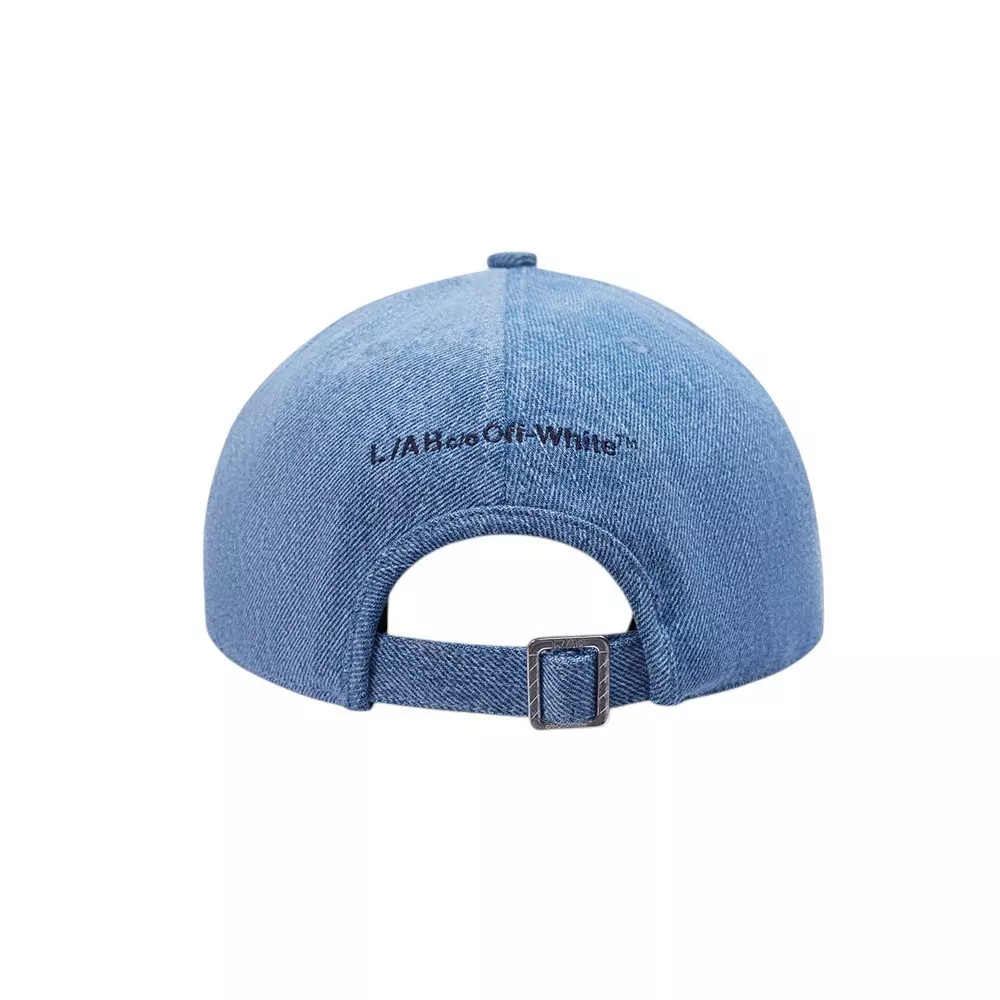 L/AB c/o Off-White Off Pinch Front Curved Brim Denim Hat - Blue - BLUE