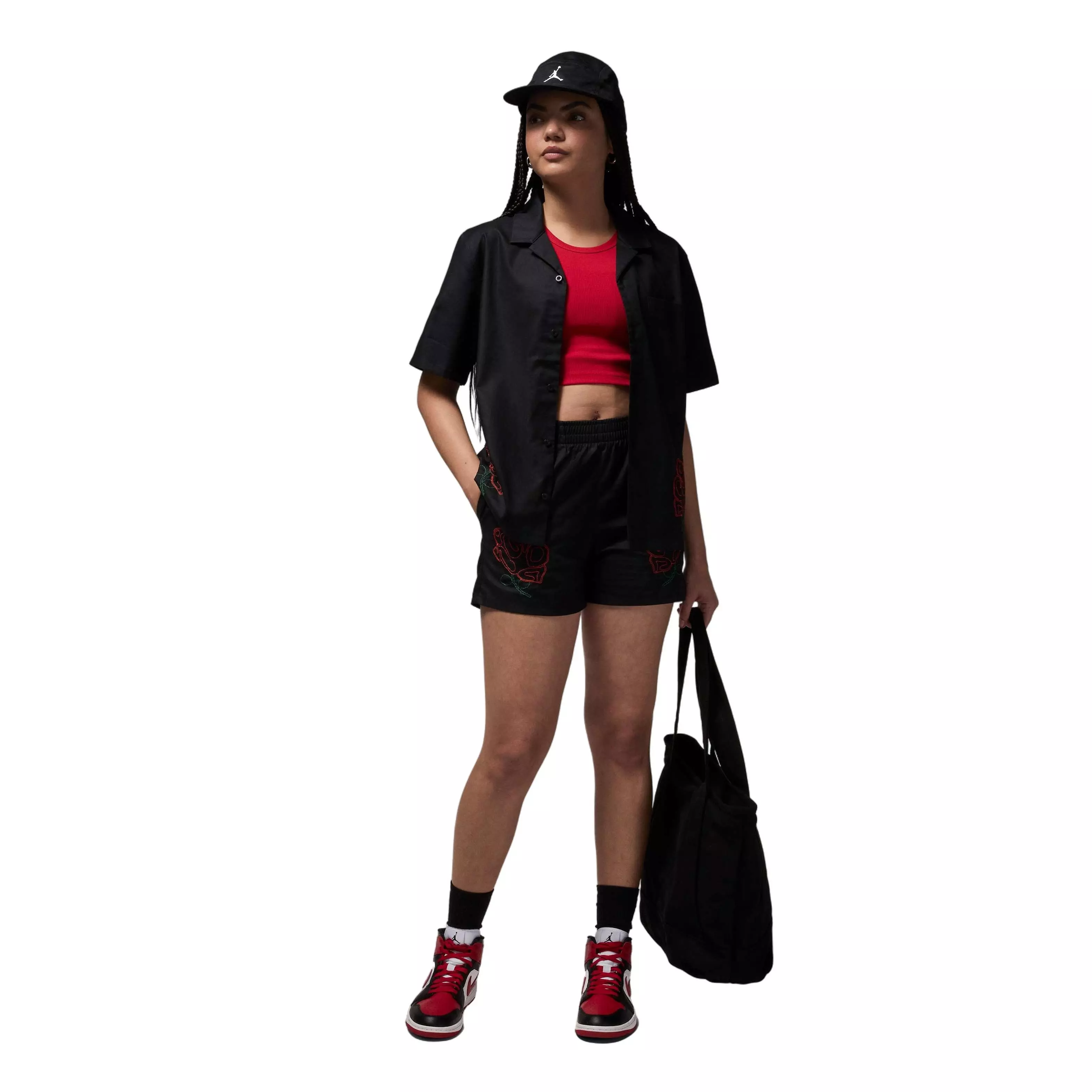 Jordan Women's Woven Rose Shorts - BLACK