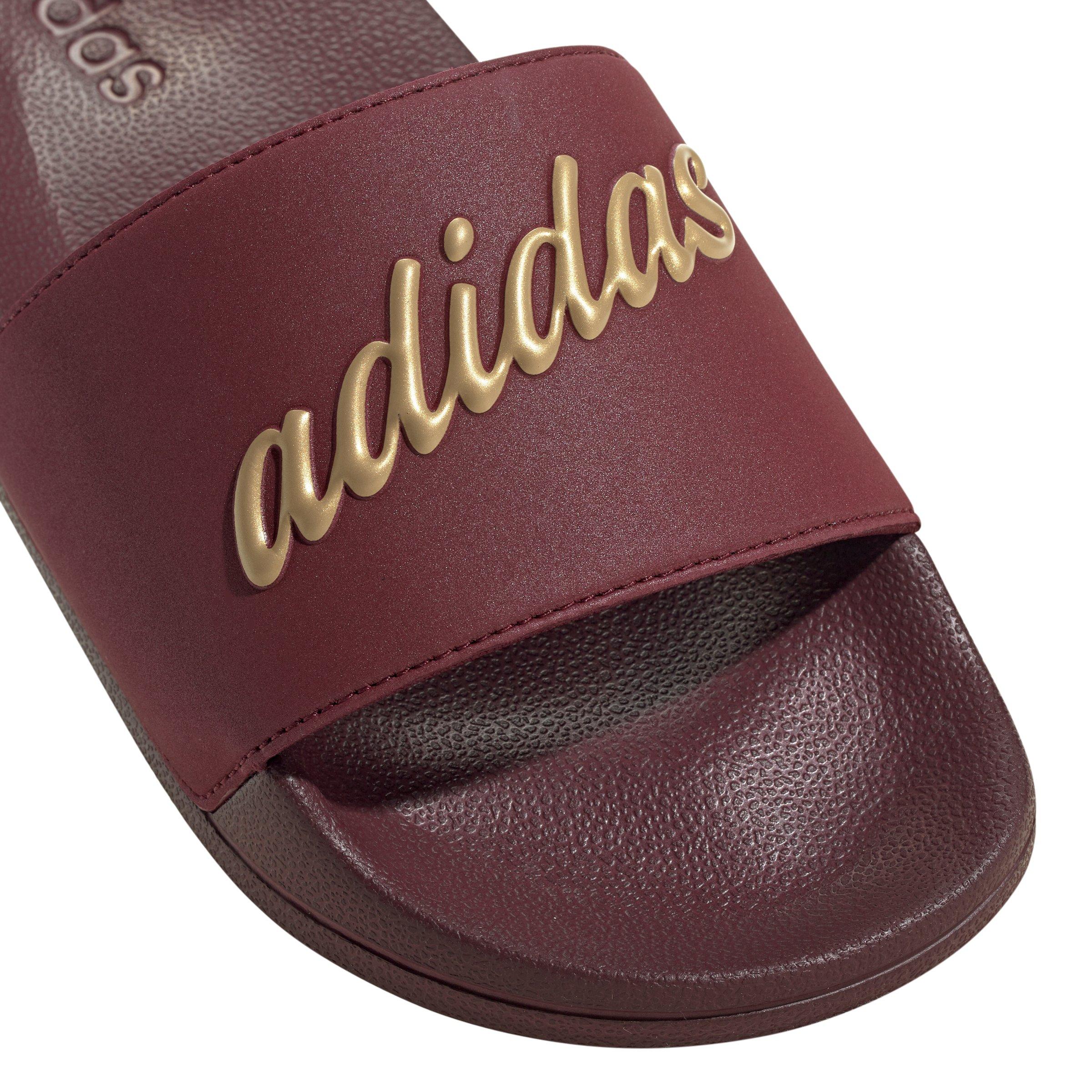 Burgundy adidas clearance slides