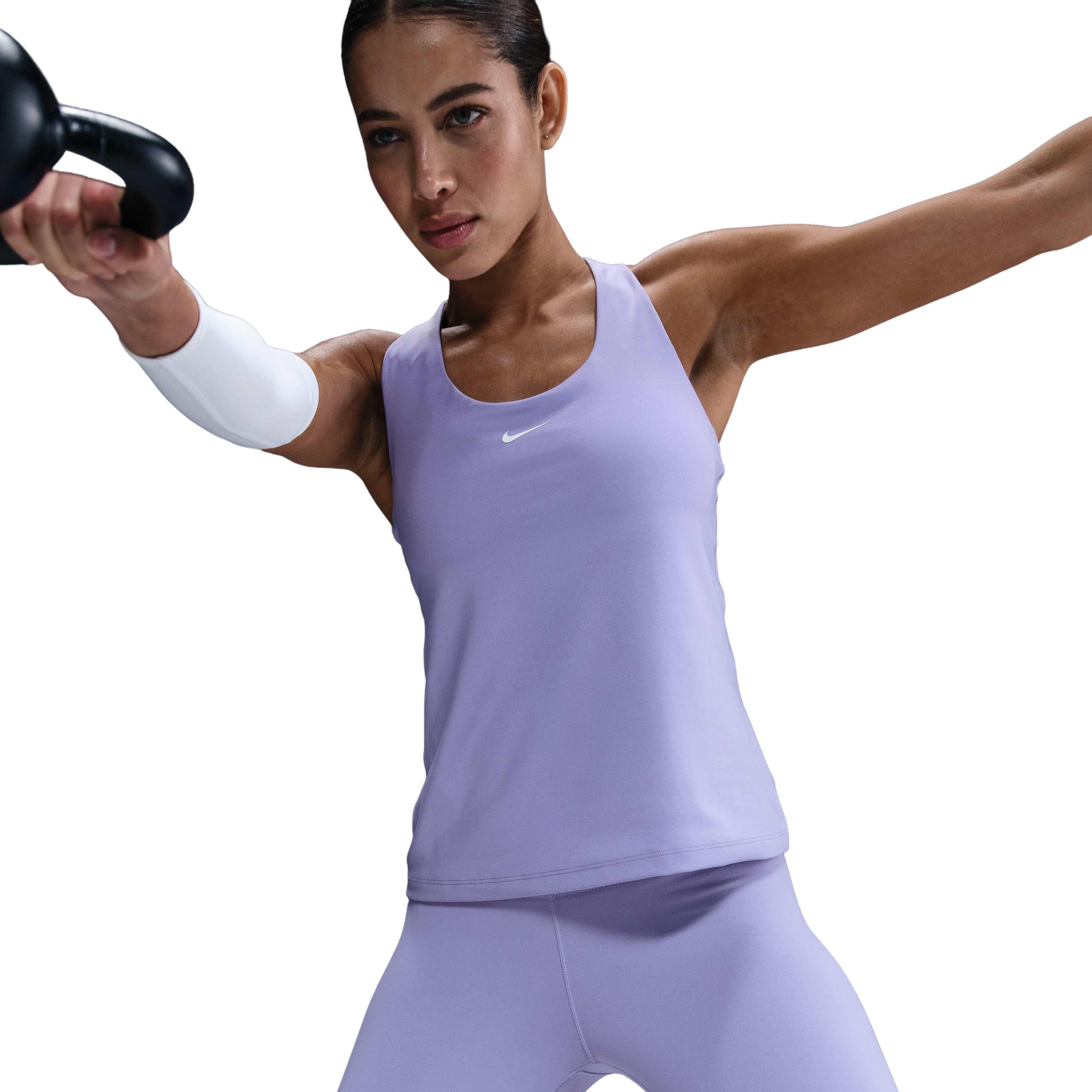 Nike Women's Dri-FIT Swoosh Med-Support Padded Sports Bra Tank - Purple - PURPLE Thumbnail View 3