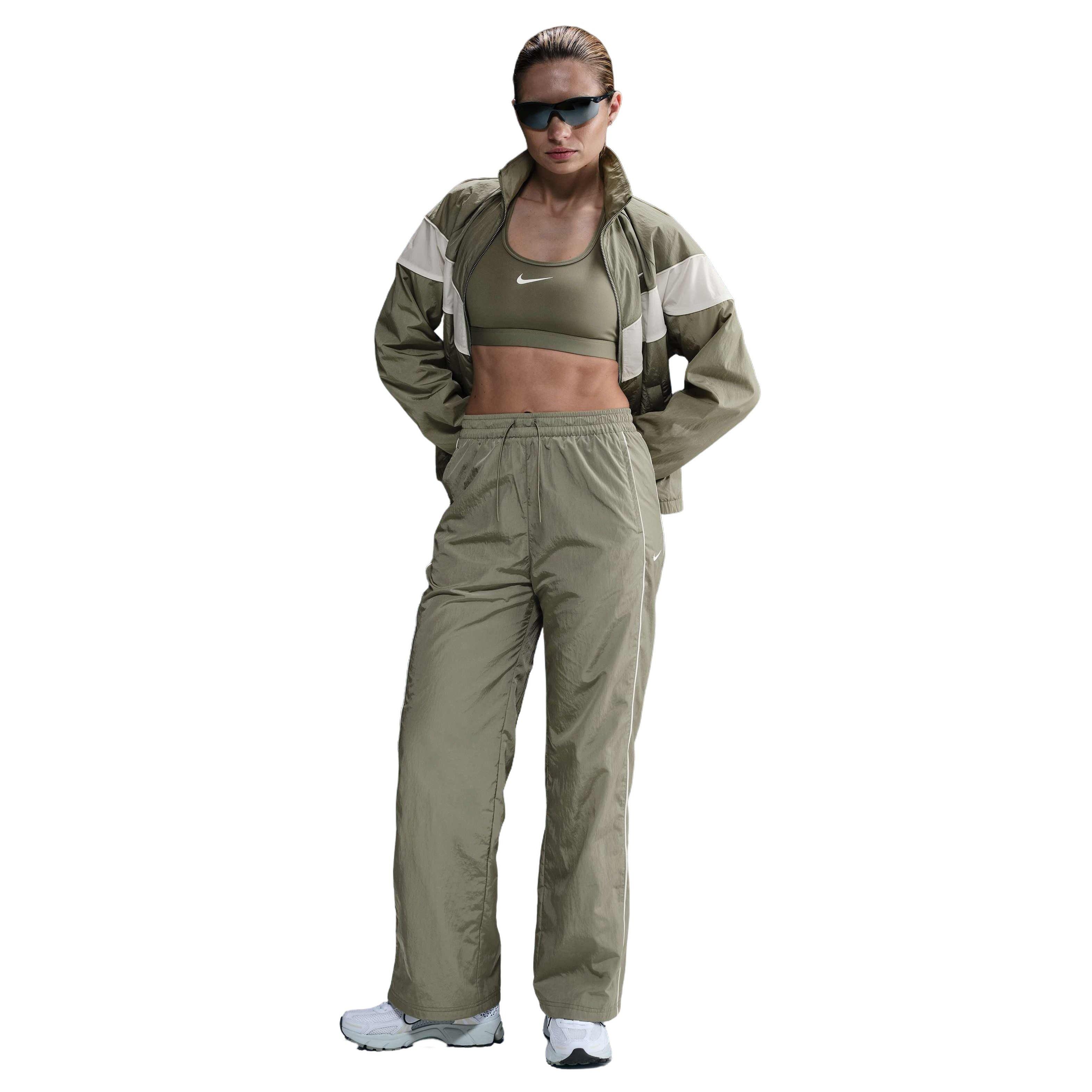 Nike Women's Sportswear Woven High-Waisted Open-Hem Pants - Green - GREEN Thumbnail View 1