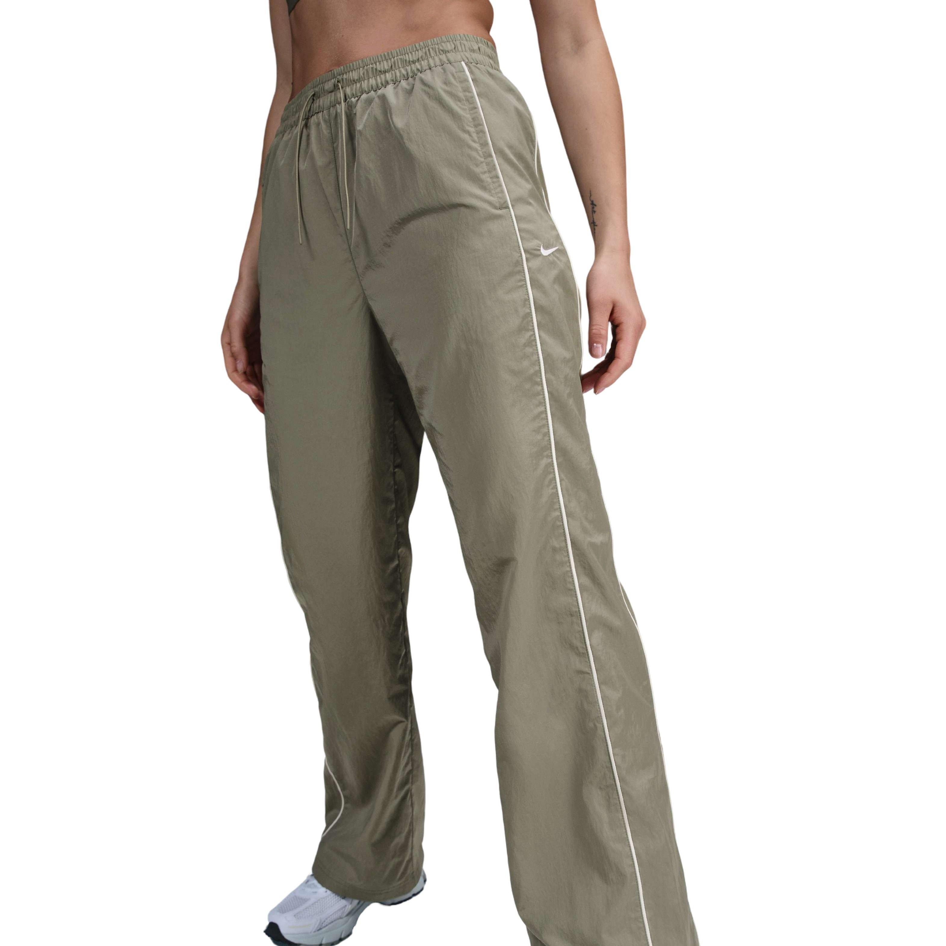 Nike Women's Sportswear Woven High-Waisted Open-Hem Pants - Green - GREEN Thumbnail View 3