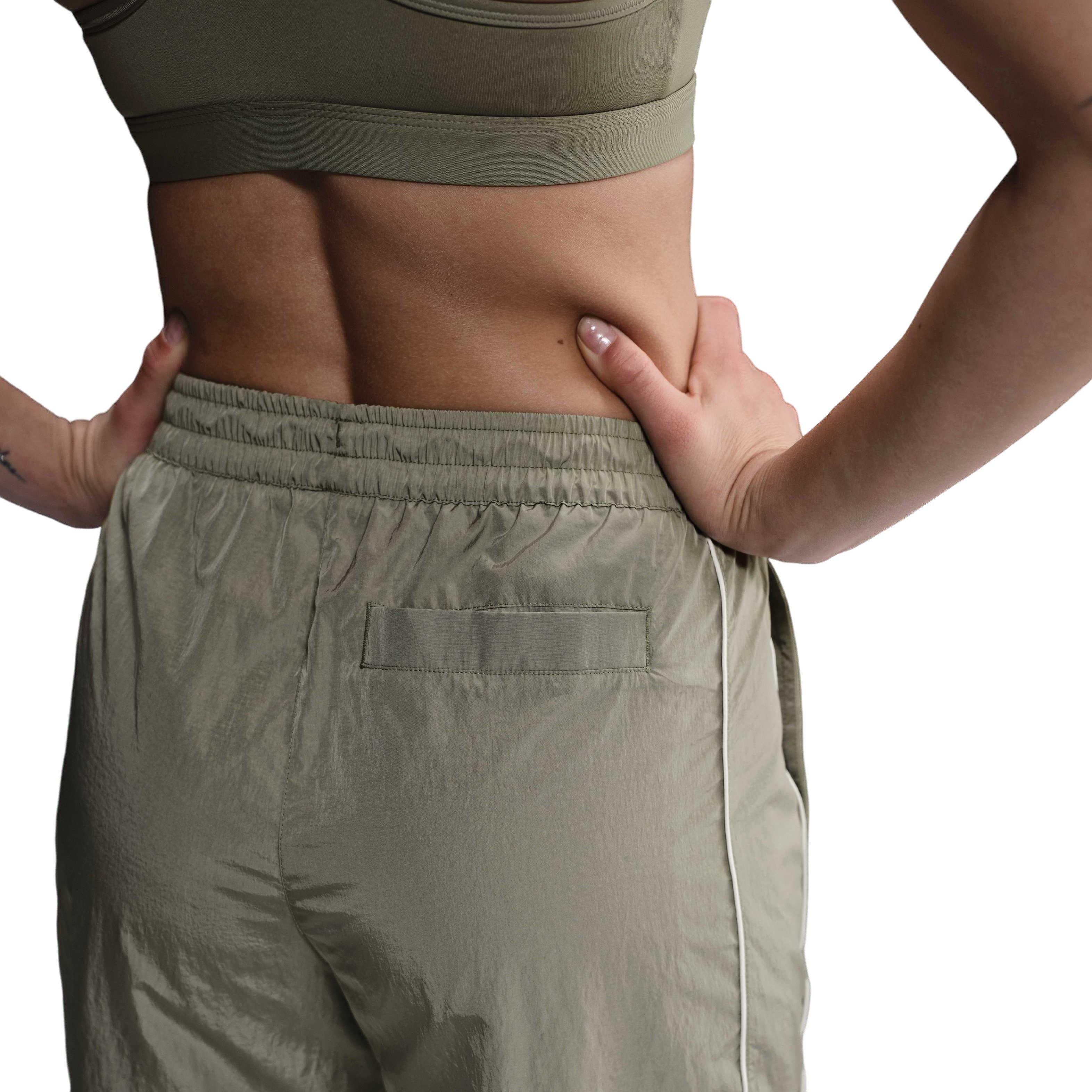 Nike Women's Sportswear Woven High-Waisted Open-Hem Pants - Green - GREEN Thumbnail View 4