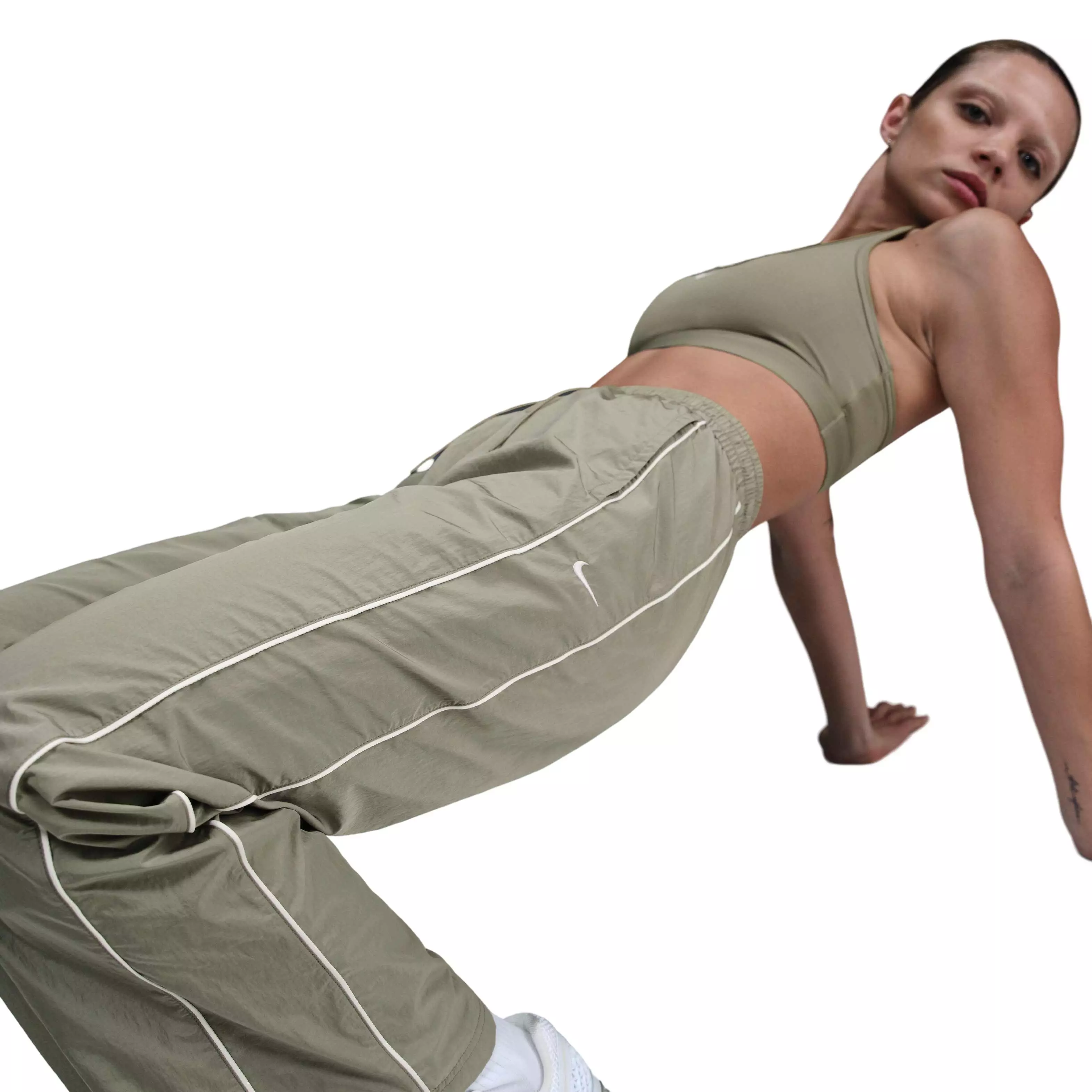 Nike Women's Sportswear Woven High-Waisted Open-Hem Pants -Green - GREEN