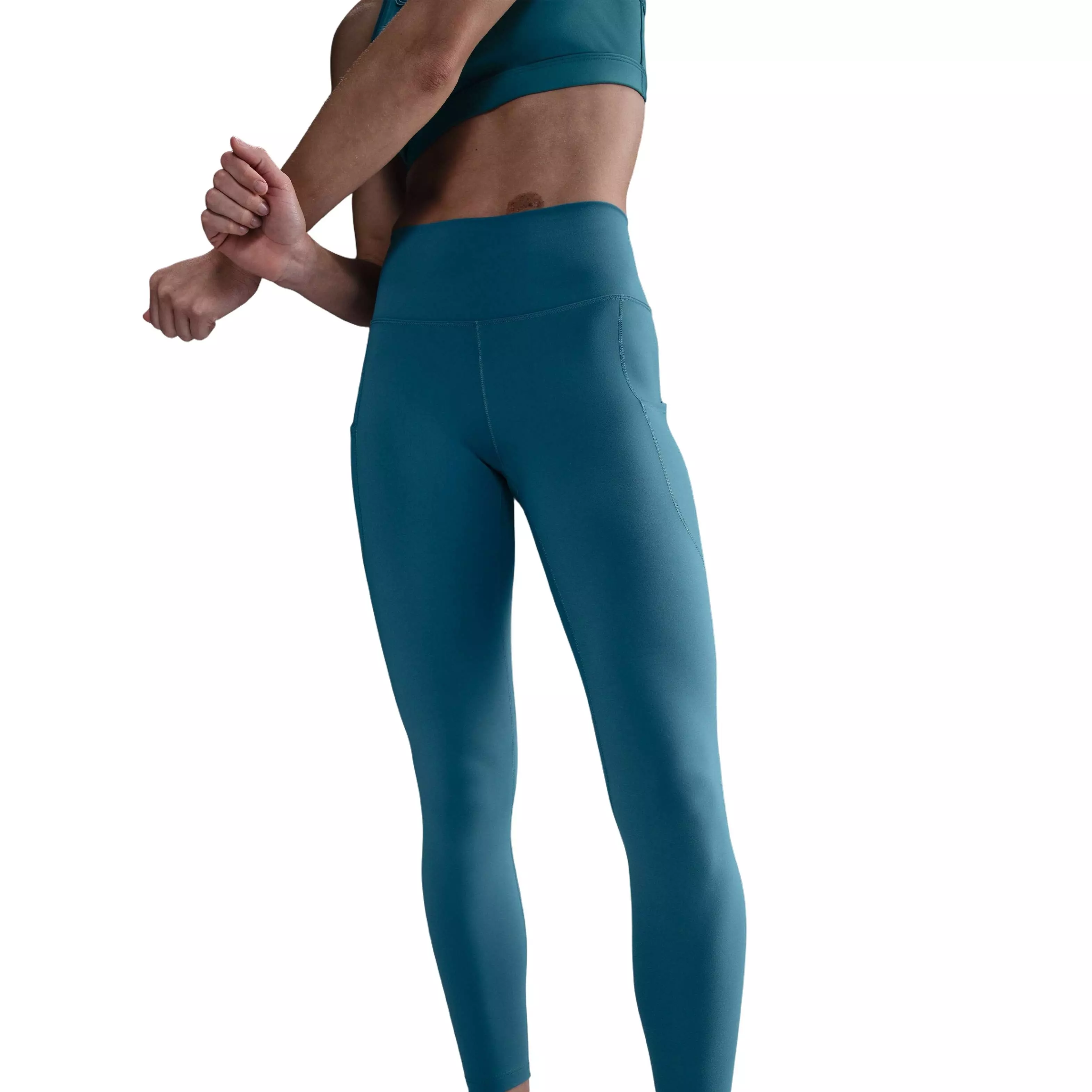 Nike Women's Dri-FIT One High-Waisted 7/8 Leggings with Pockets - BLUE