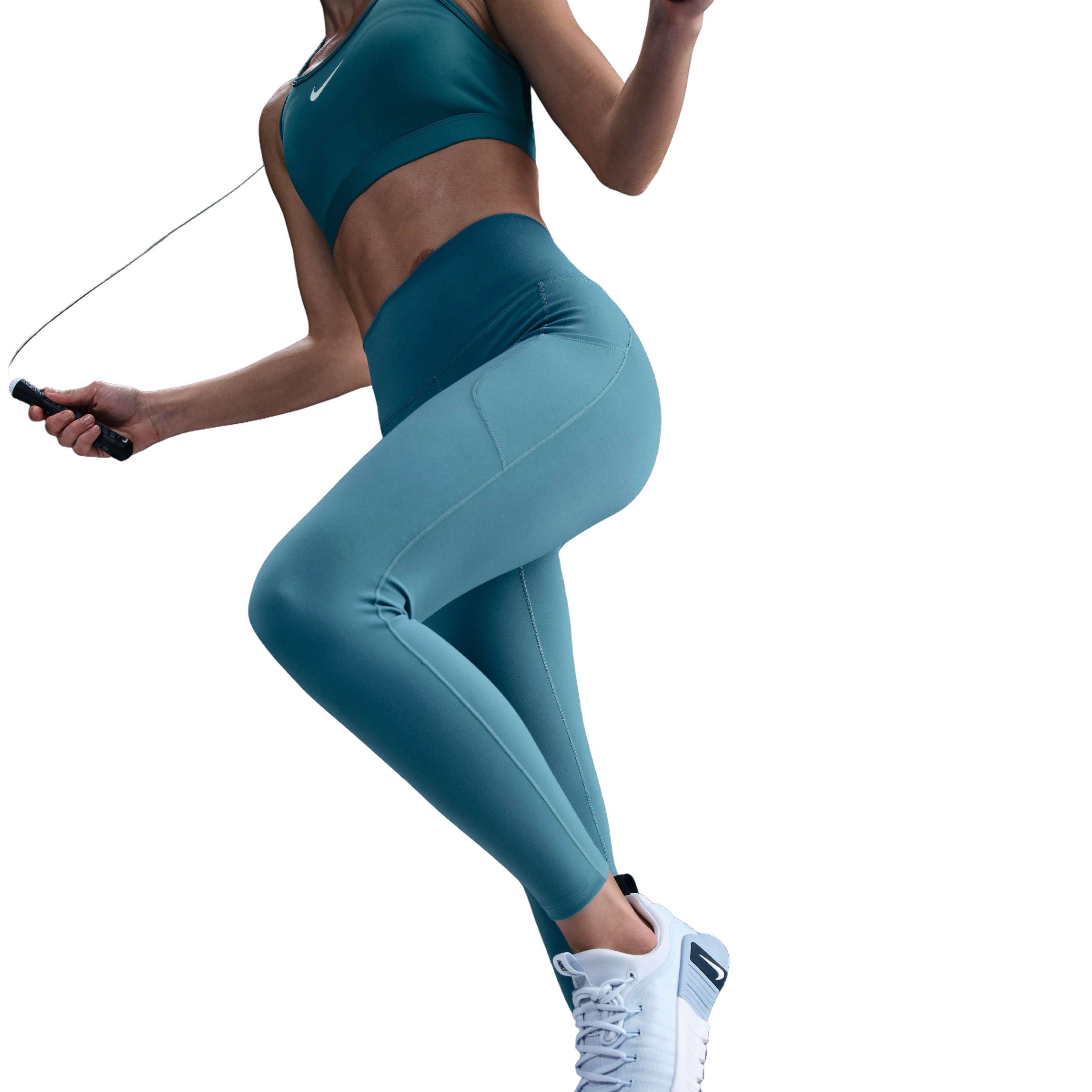 Nike Women's Dri-FIT One High-Waisted 7/8 Leggings with Pockets - BLUE Thumbnail View 5