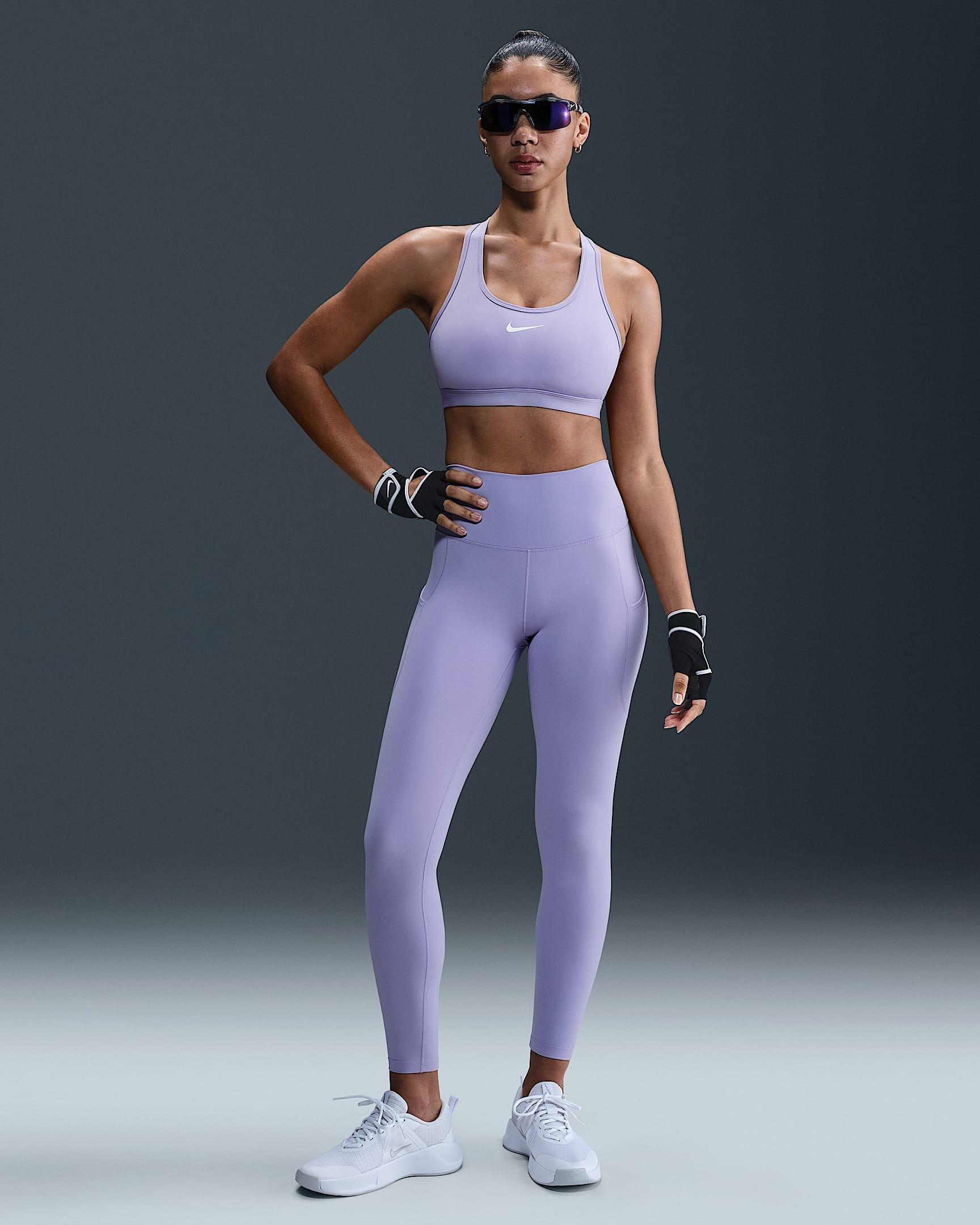 Nike Women's Dri-FIT One High-Waisted 7/8 Leggings with Pockets - PURPLE Thumbnail View 5