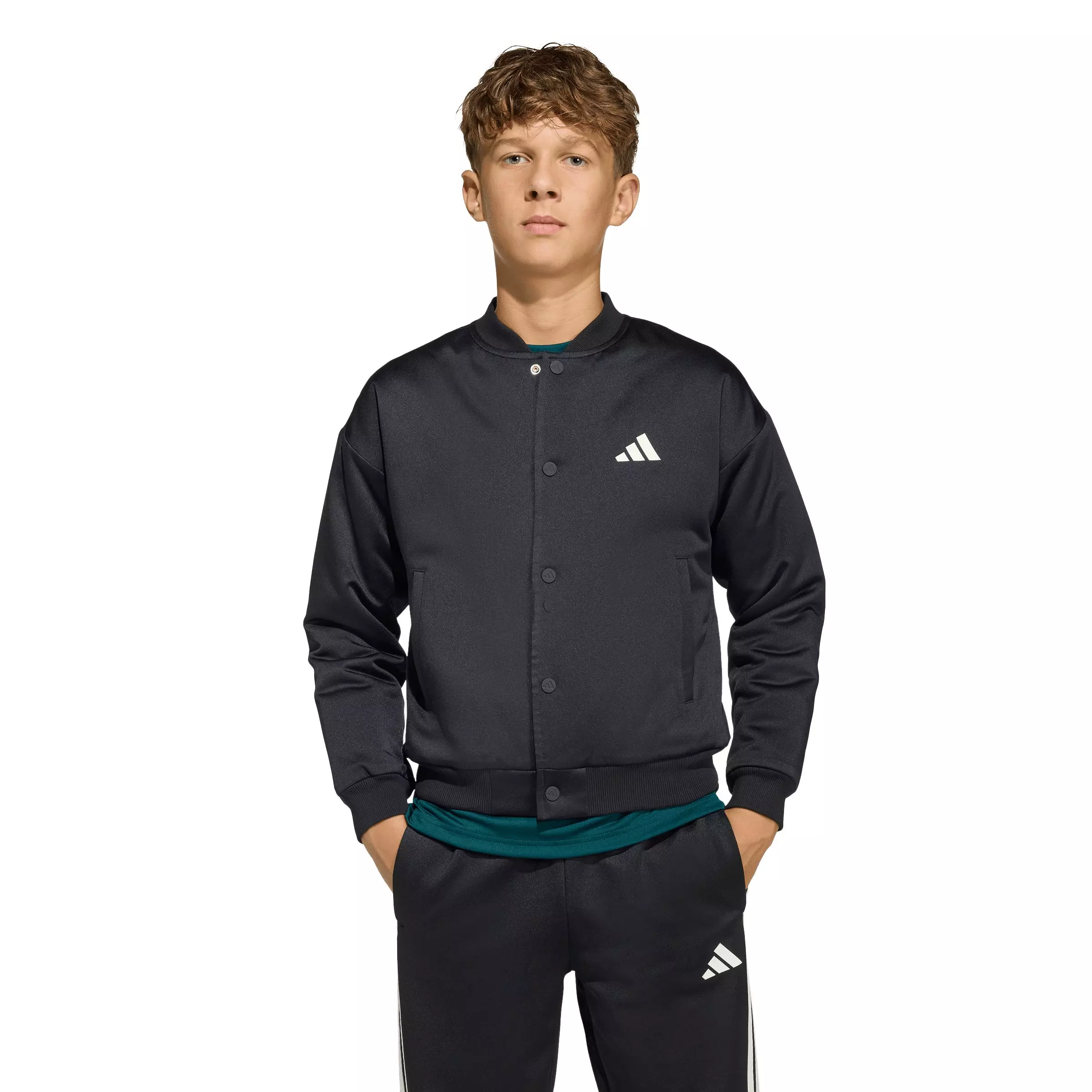 adidas Big Boys' Stadium Bomber Jacket - Black - BLACK