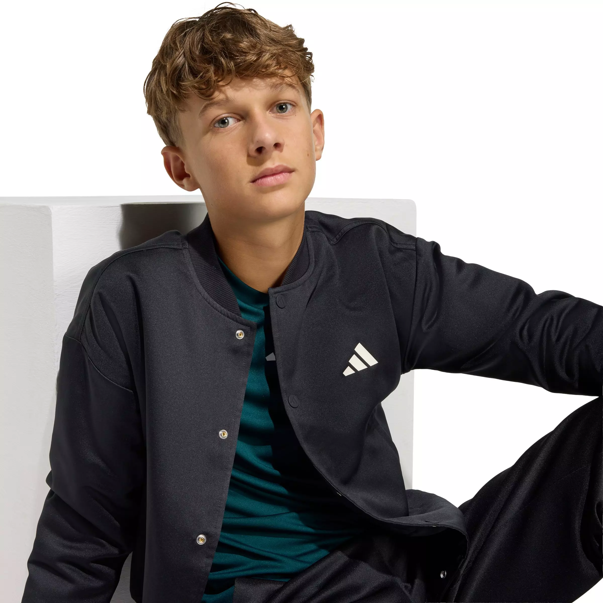 adidas Big Boys' Stadium Bomber Jacket - Black - BLACK